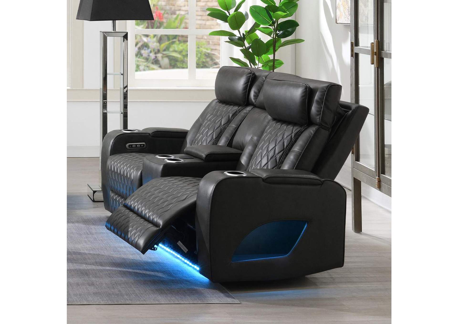 Taddeo Power Motion Loveseat with Console, Speaker, USB, Wireless Charger and Led image 11