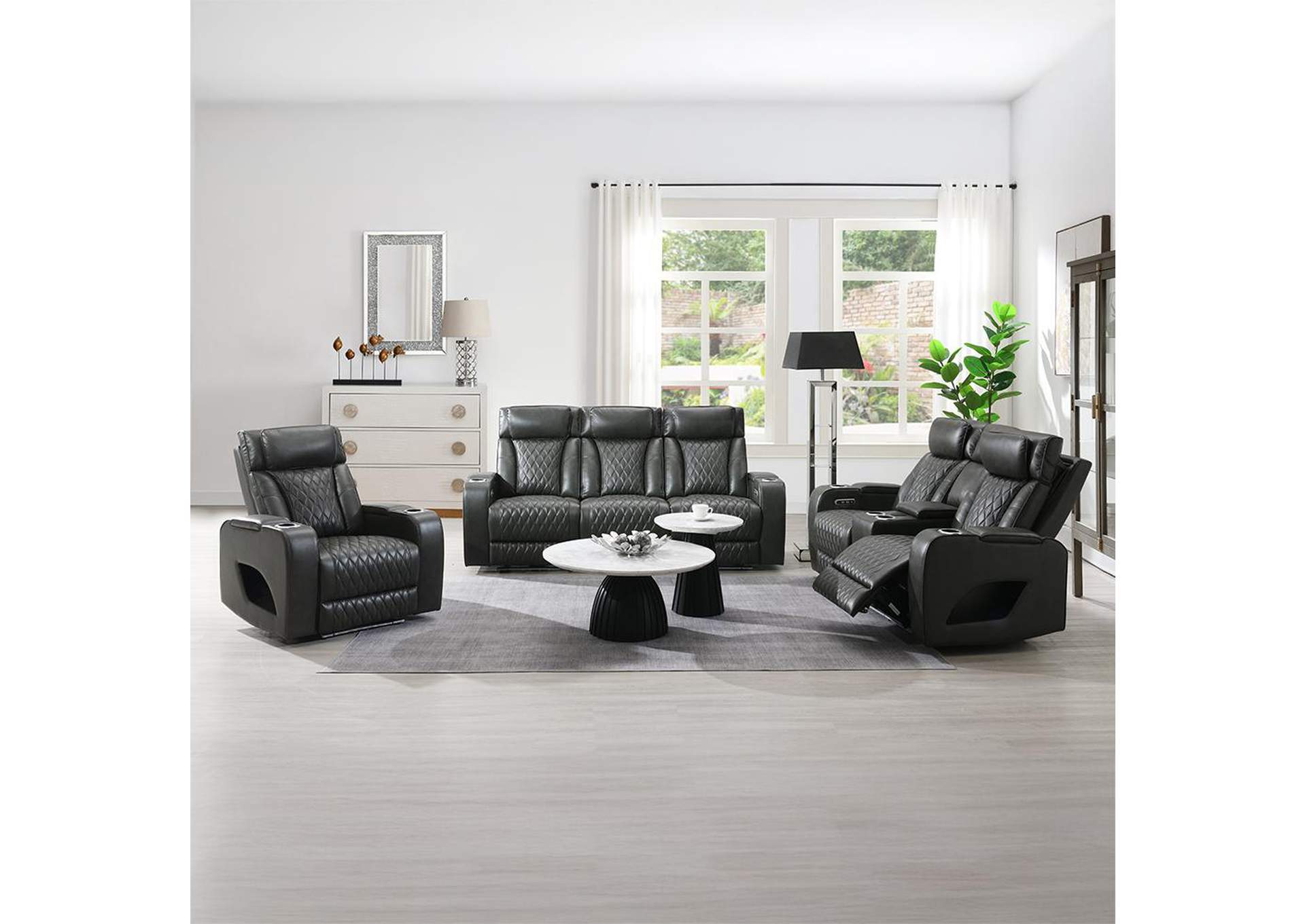 Taddeo Power Motion Loveseat with Console, Speaker, USB, Wireless Charger and Led image 12