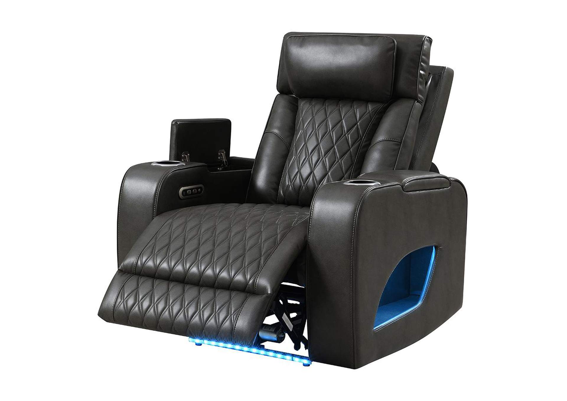Taddeo Power Motion Recliner with Power Headrest, USB, Wireless Charger and Led image 4