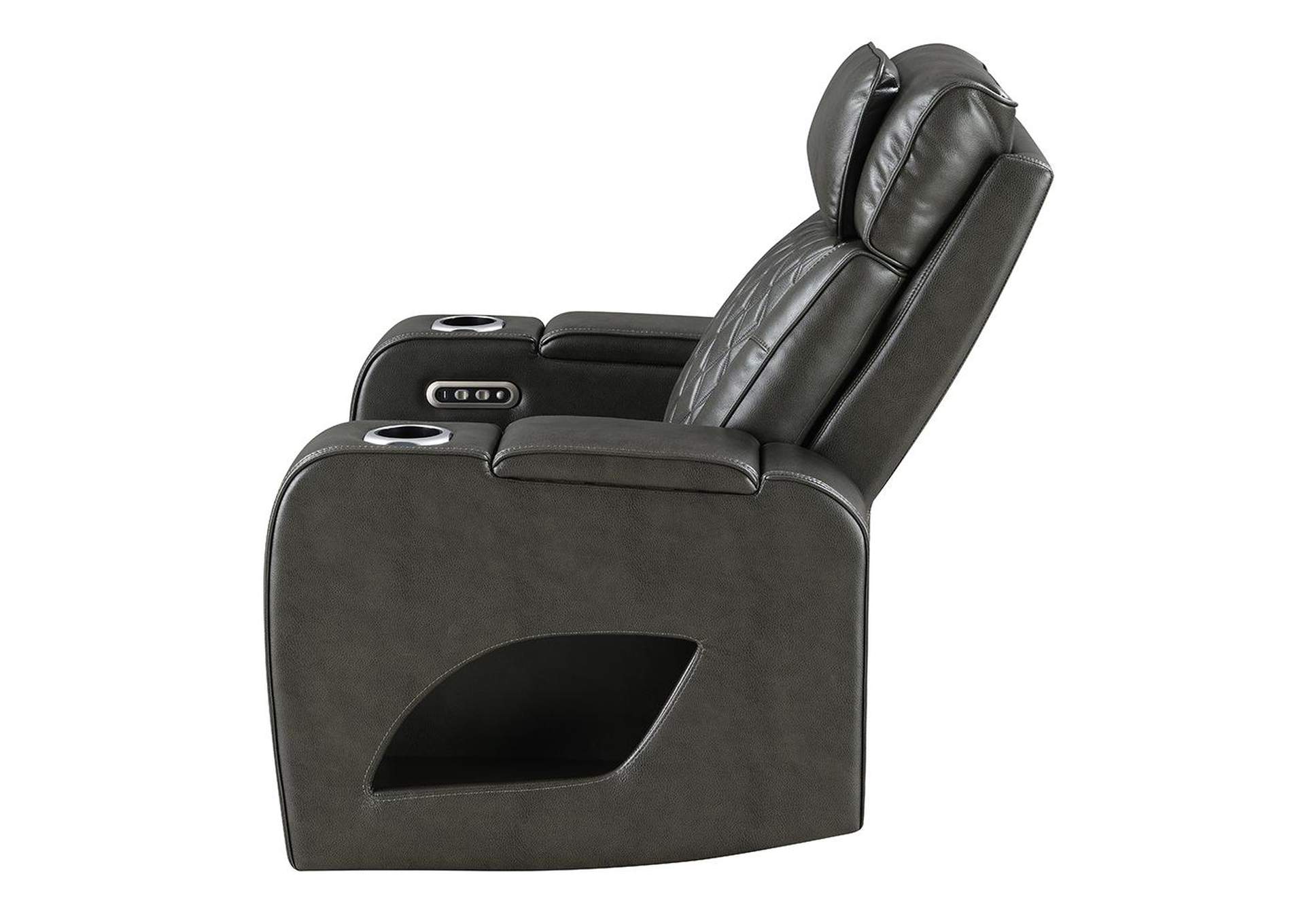 Taddeo Power Motion Recliner with Power Headrest, USB, Wireless Charger and Led image 6