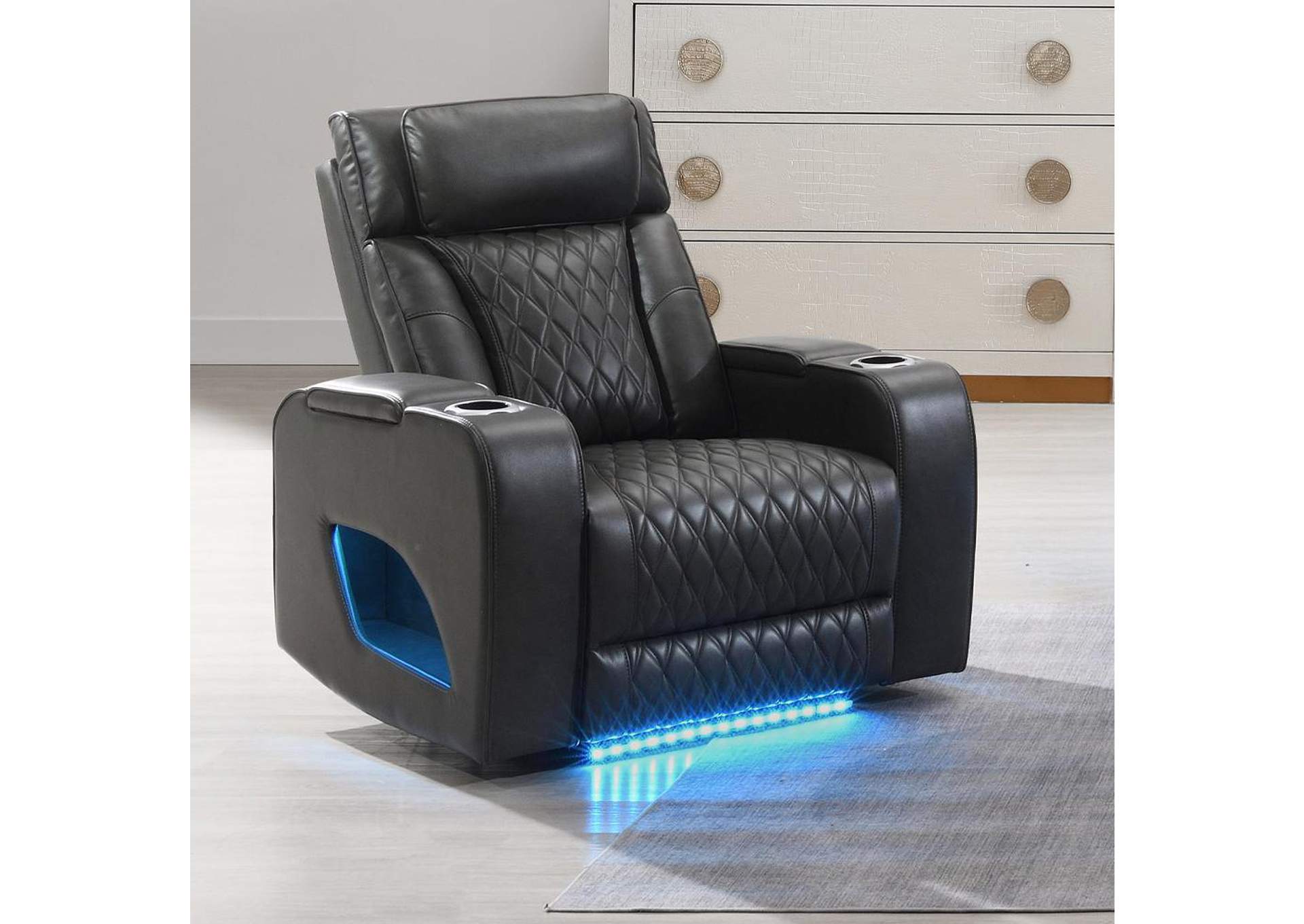 Taddeo Power Motion Recliner with Power Headrest, USB, Wireless Charger and Led image 9