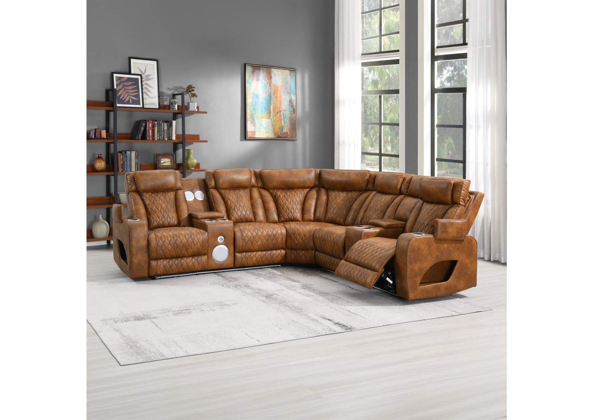 Taddeo Power Motion Sectional Sofa Set with Power Headrest, Massage and Led image 1