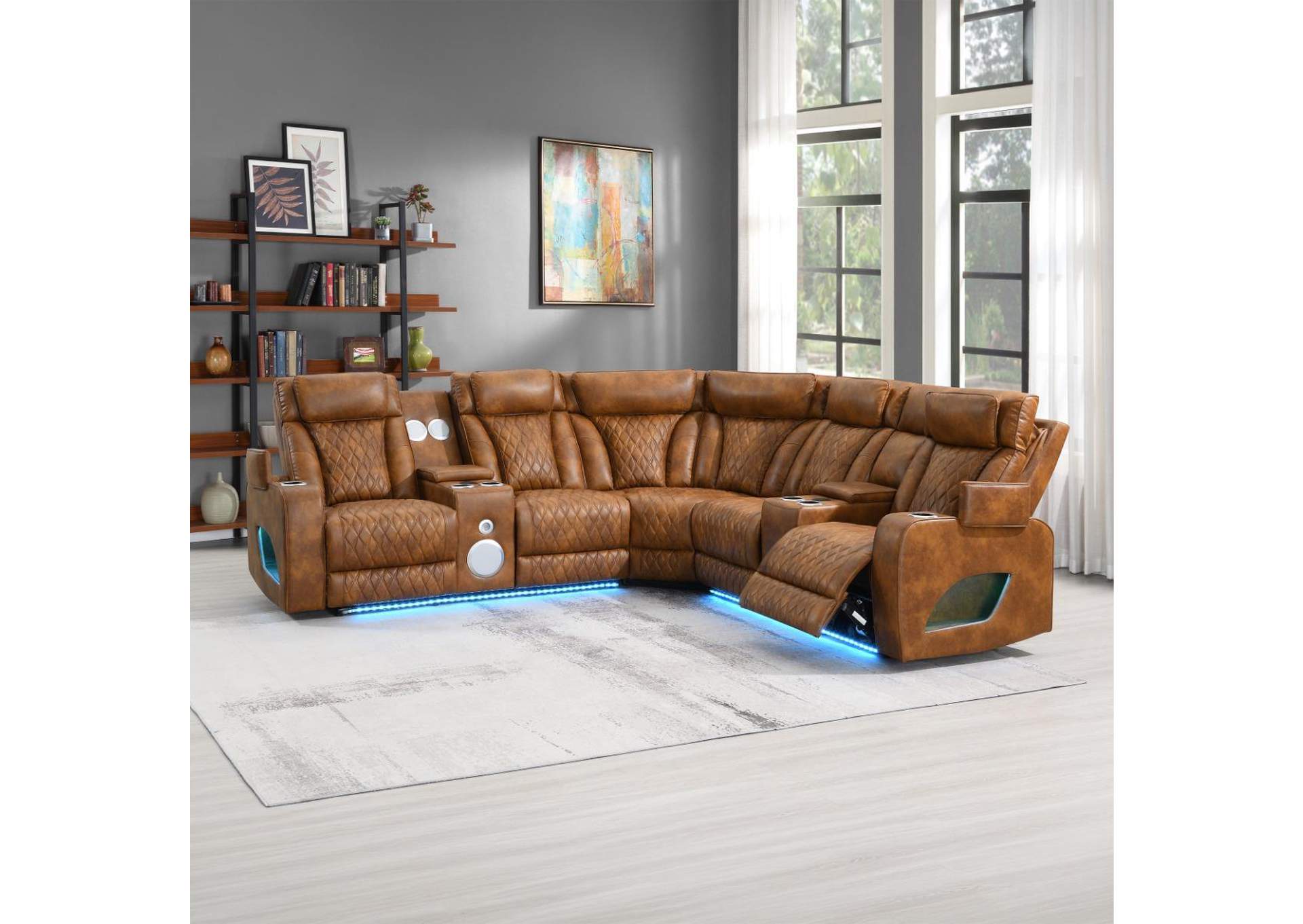 Taddeo Power Motion Sectional Sofa Set with Power Headrest, Massage and Led image 3