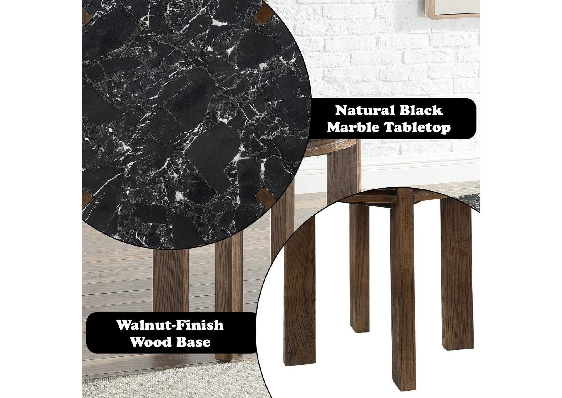 Estella End Table with Marble Top image 7