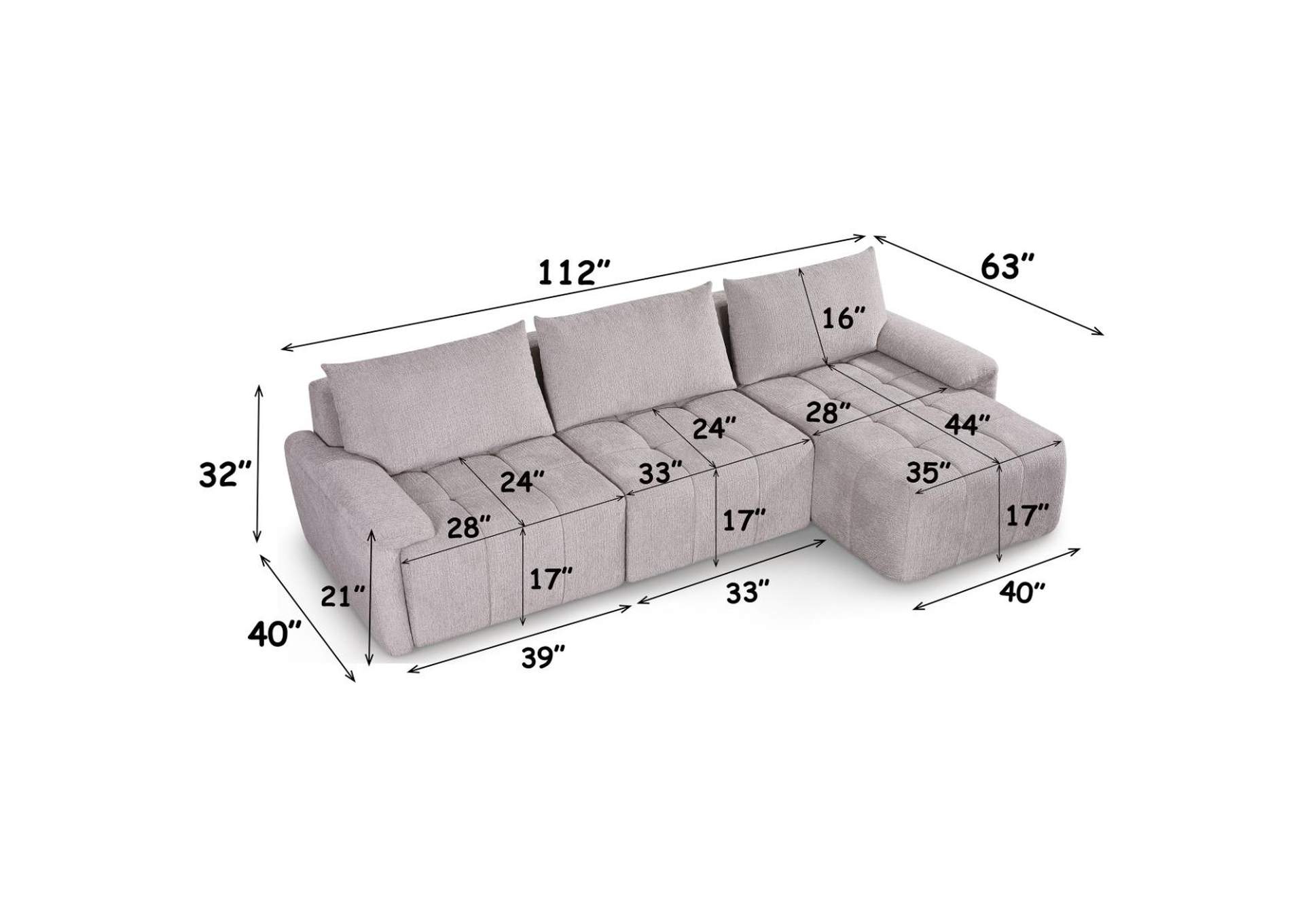 Dorcas Compressed Sectional Sofa image 5