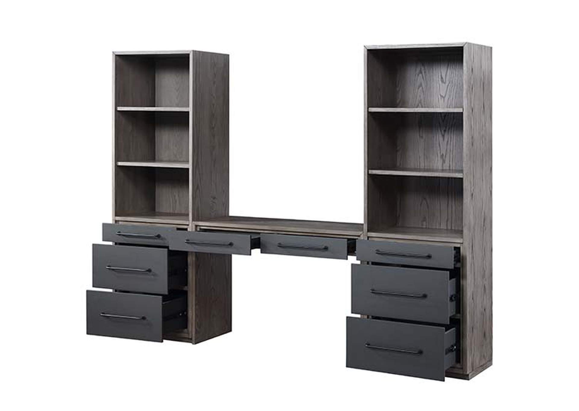 Estevon Gray Oak Finish Bookshelf