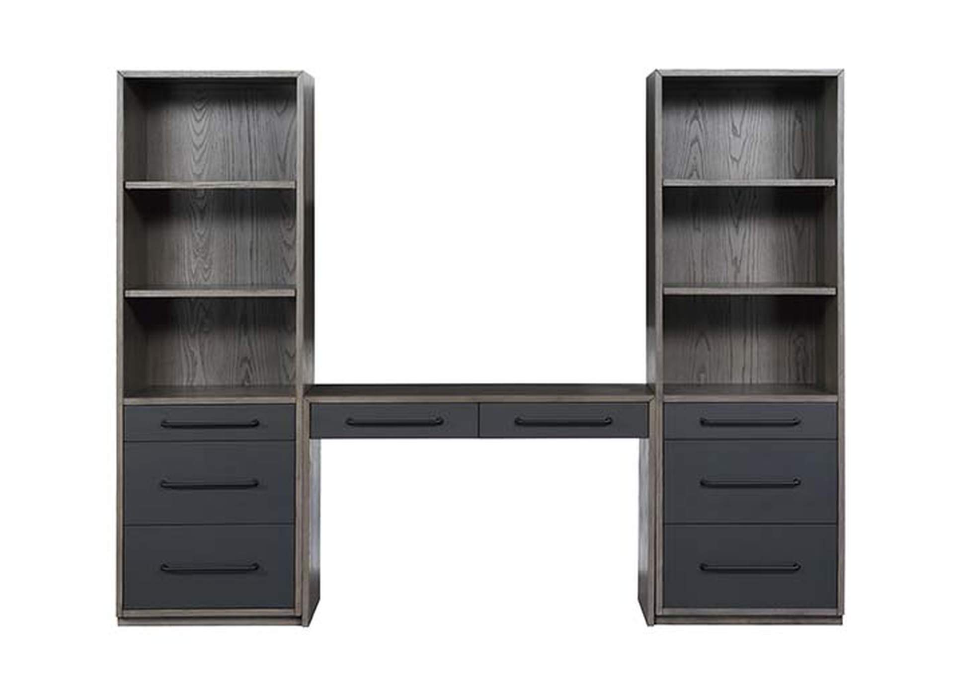 Estevon Gray Oak Finish Bookshelf