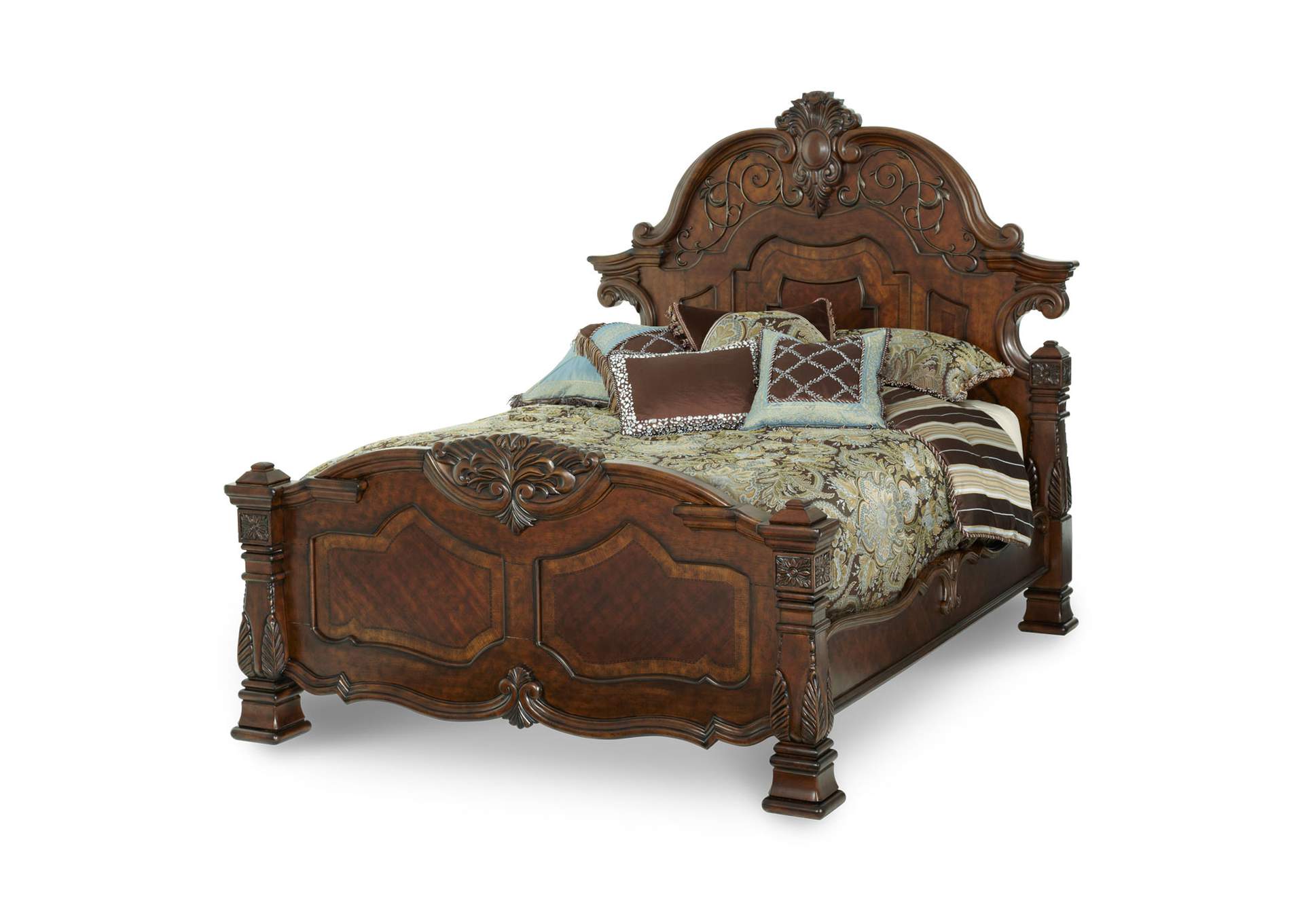 Windsor Court California King Mansion Bed - Vintage Fruitwood