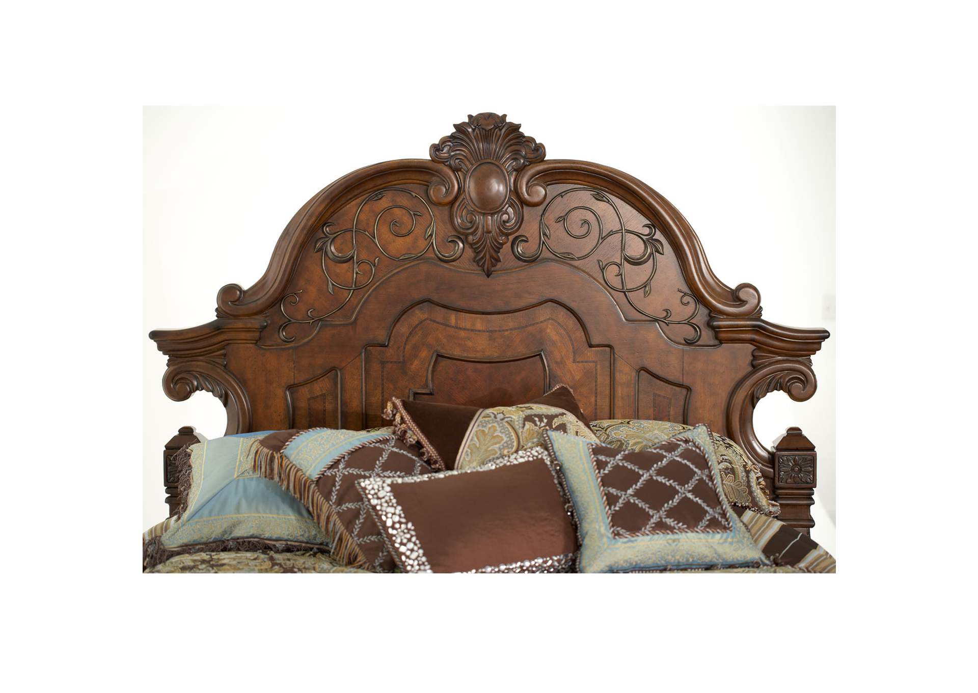 Windsor Court California King Mansion Bed - Vintage Fruitwood image 4