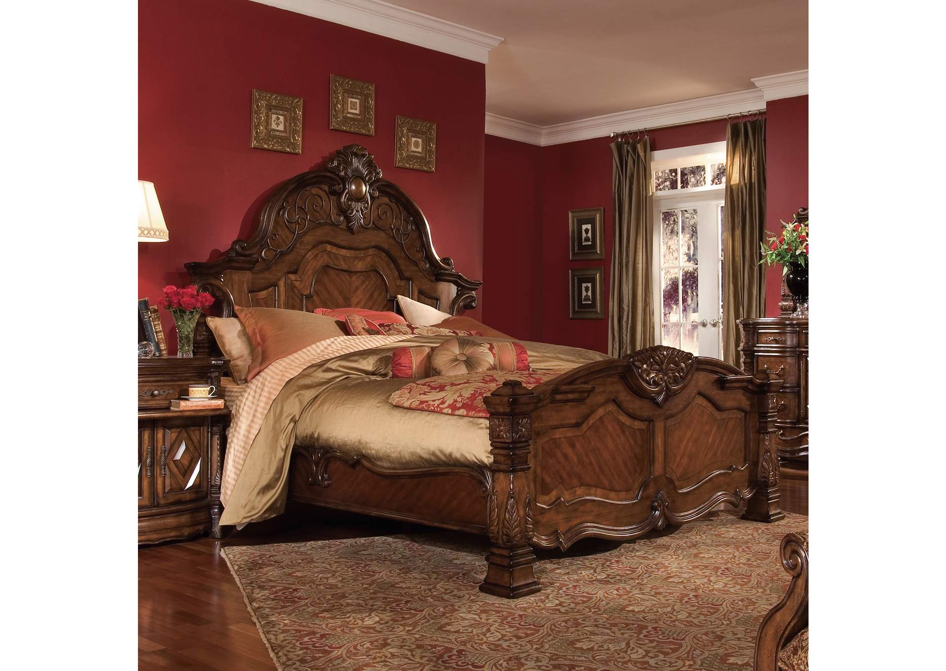Windsor Court California King Mansion Bed - Vintage Fruitwood image 11