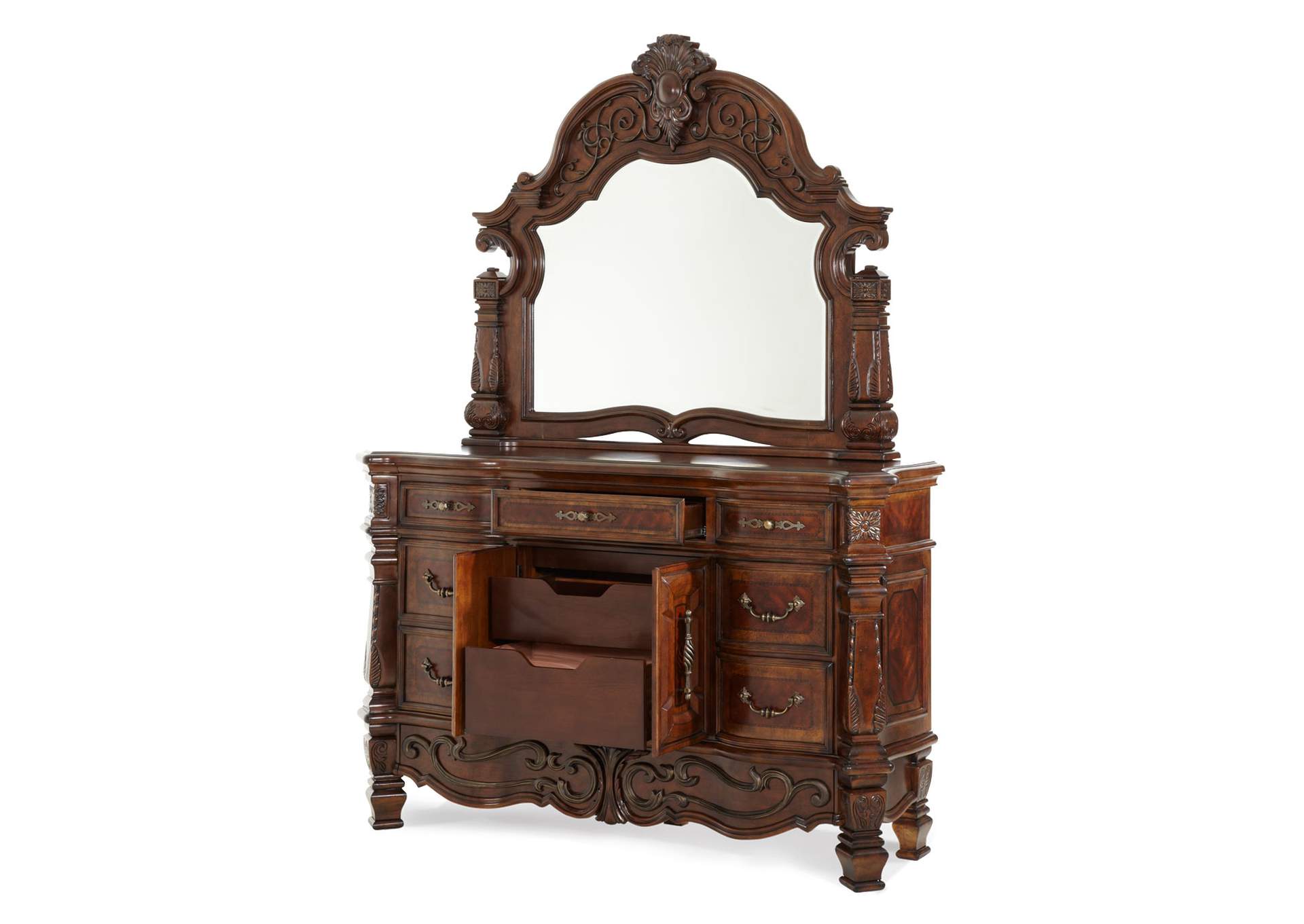 Windsor Court Dresser with Mirror Vintage Fruitwood image 4