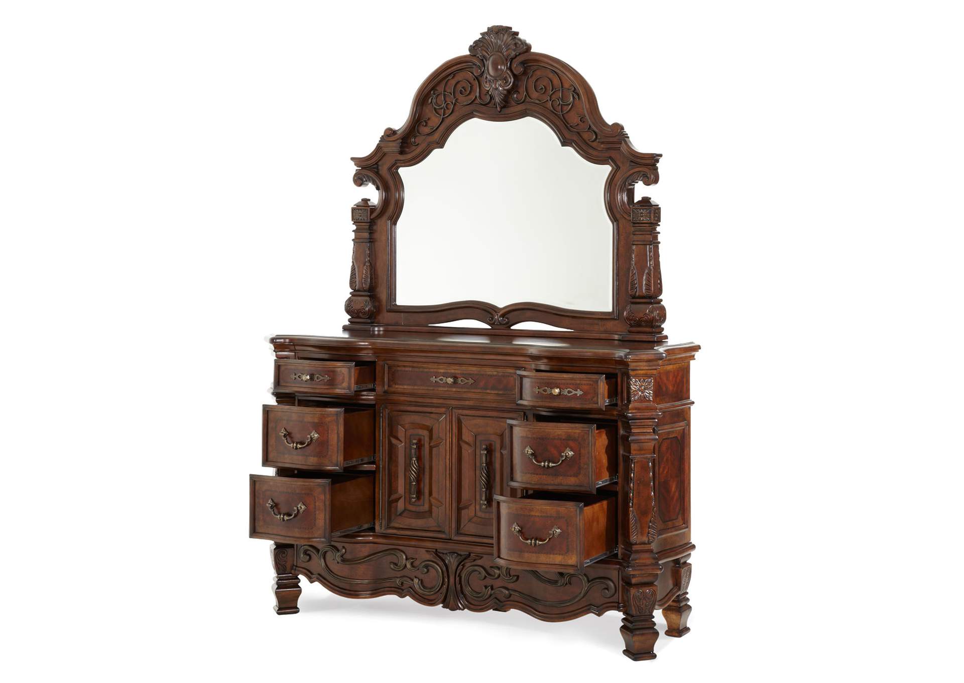 Windsor Court Dresser with Mirror Vintage Fruitwood image 5