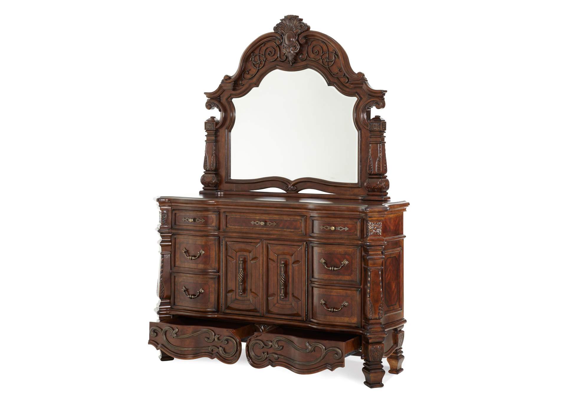 Windsor Court Dresser with Mirror Vintage Fruitwood image 6