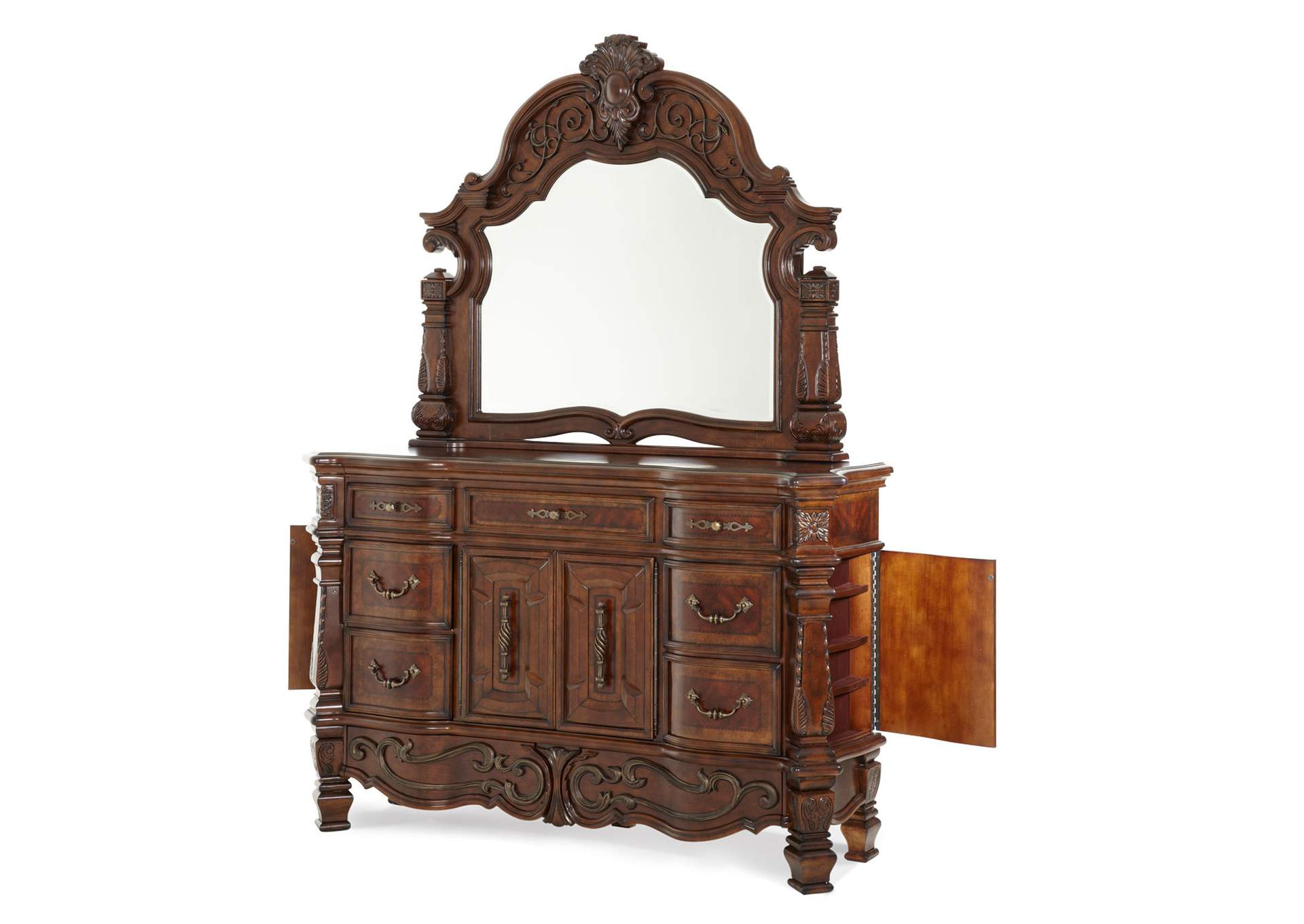 Windsor Court Dresser with Mirror Vintage Fruitwood image 7