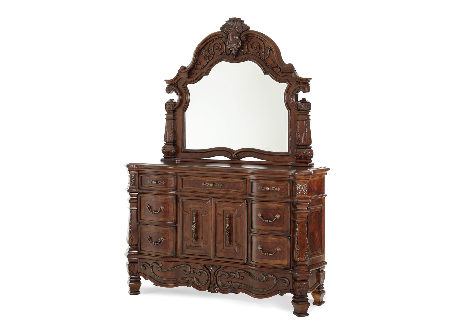 Windsor Court Dresser with Mirror Vintage Fruitwood image 1
