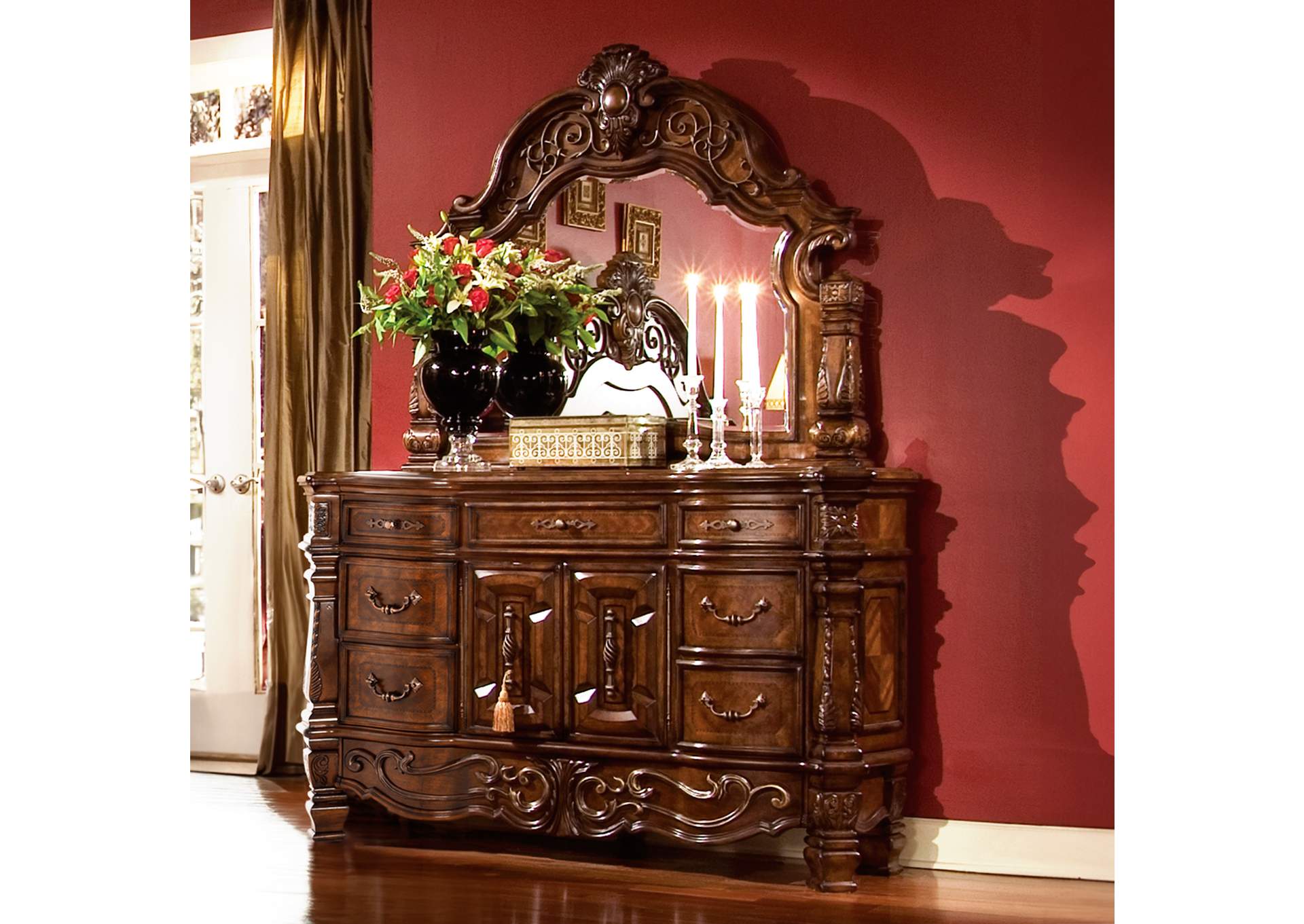 Windsor Court Dresser with Mirror Vintage Fruitwood image 16