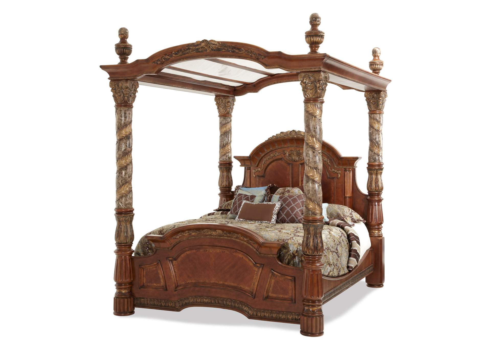 Villa Valencia California King Canopy Bed - Classic Chestnut