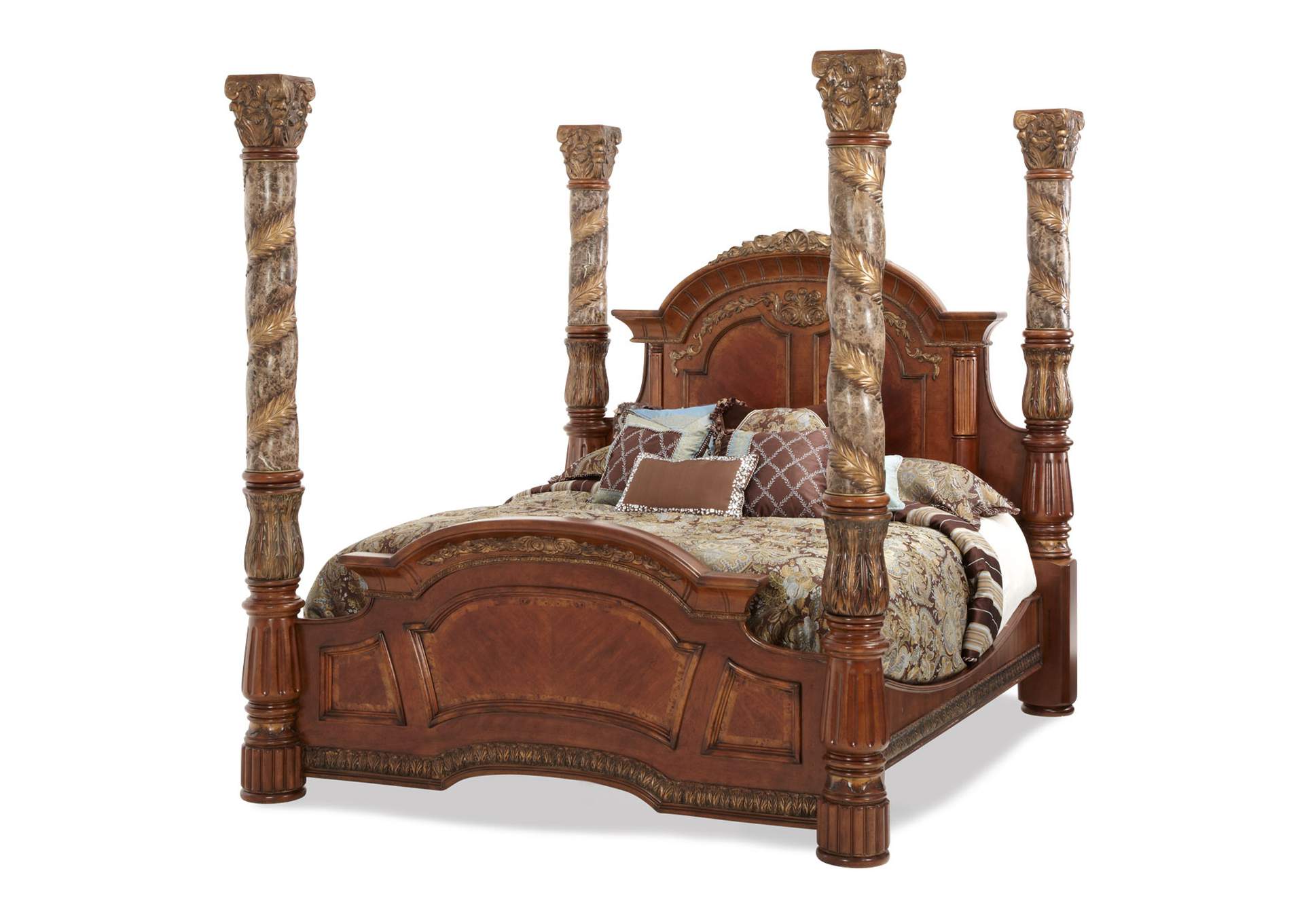Villa Valencia California King Canopy Bed - Classic Chestnut image 3