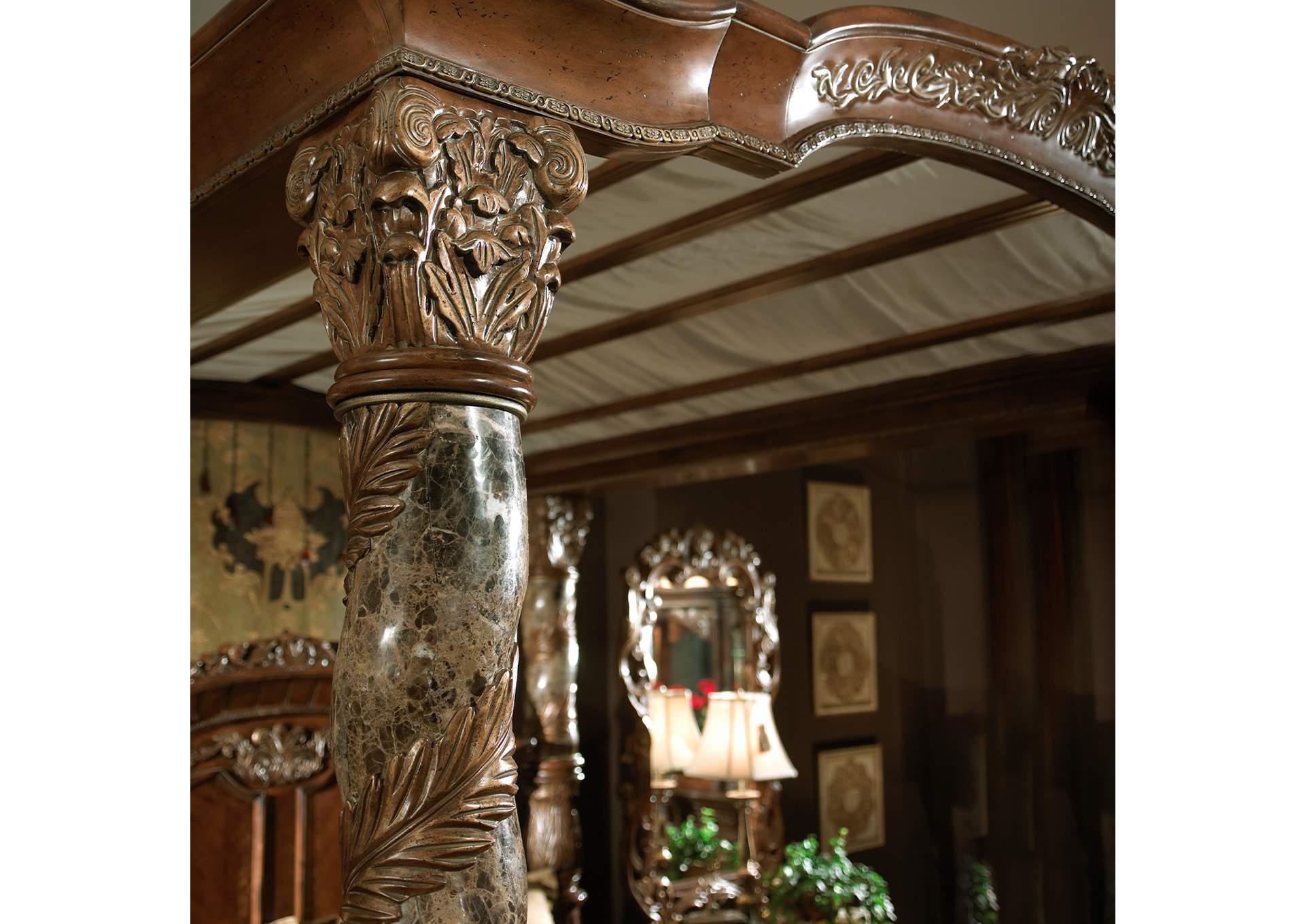 Villa Valencia California King Canopy Bed - Classic Chestnut image 10