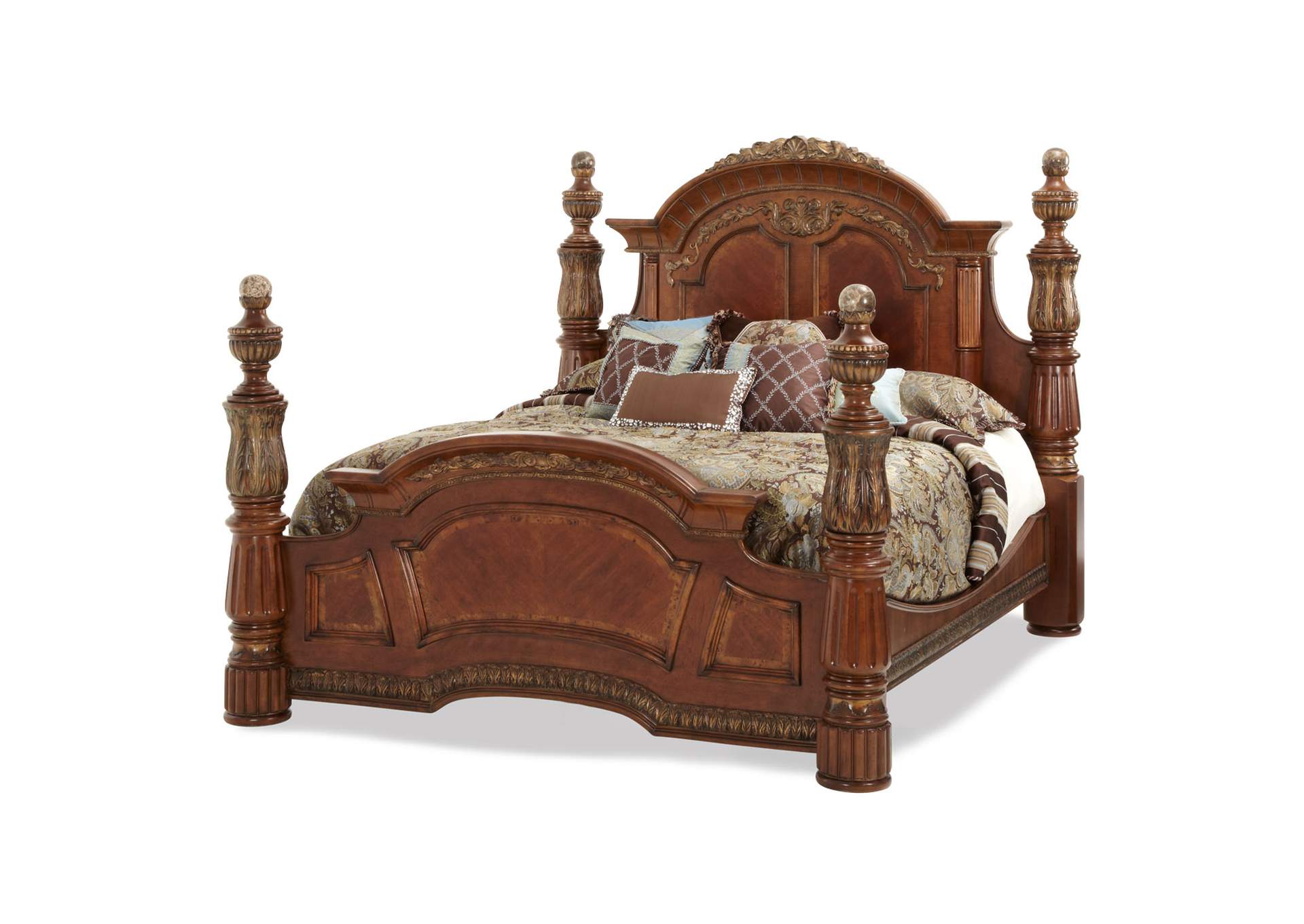 Villa Valencia California King Low Poster Bed - Classic Chestnut image 1