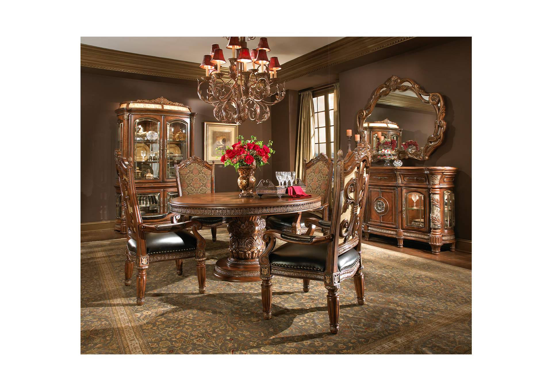 Villa Valencia Round Dining Table - Classic Chestnut image 9
