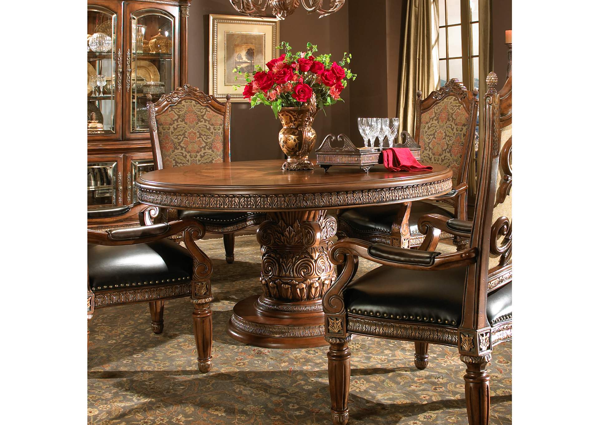 Villa Valencia Round Dining Table - Classic Chestnut image 12