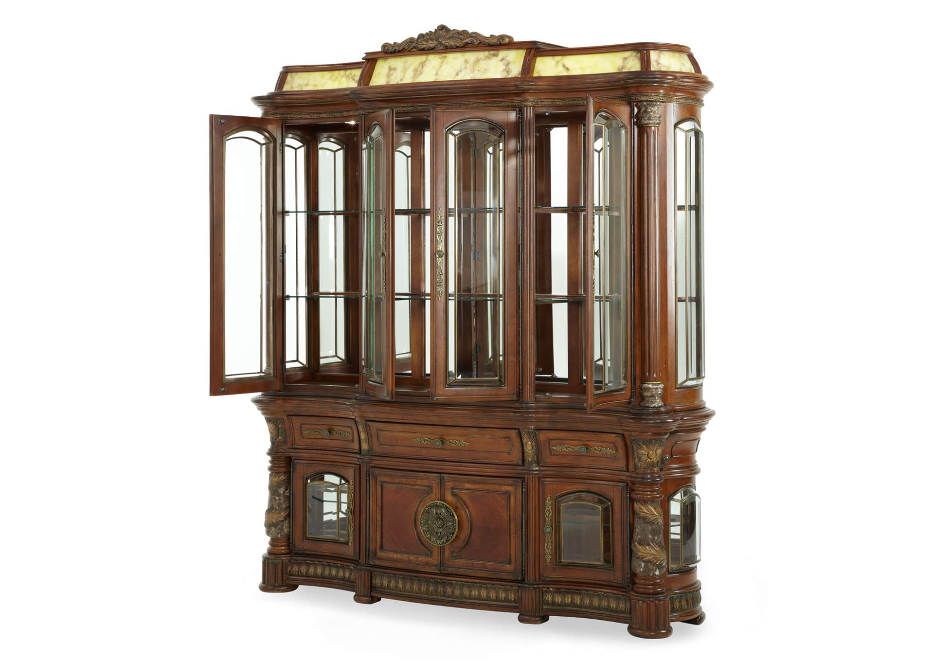 Villa Valencia China Buffet with Lighted Top - Classic Chestnut image 3