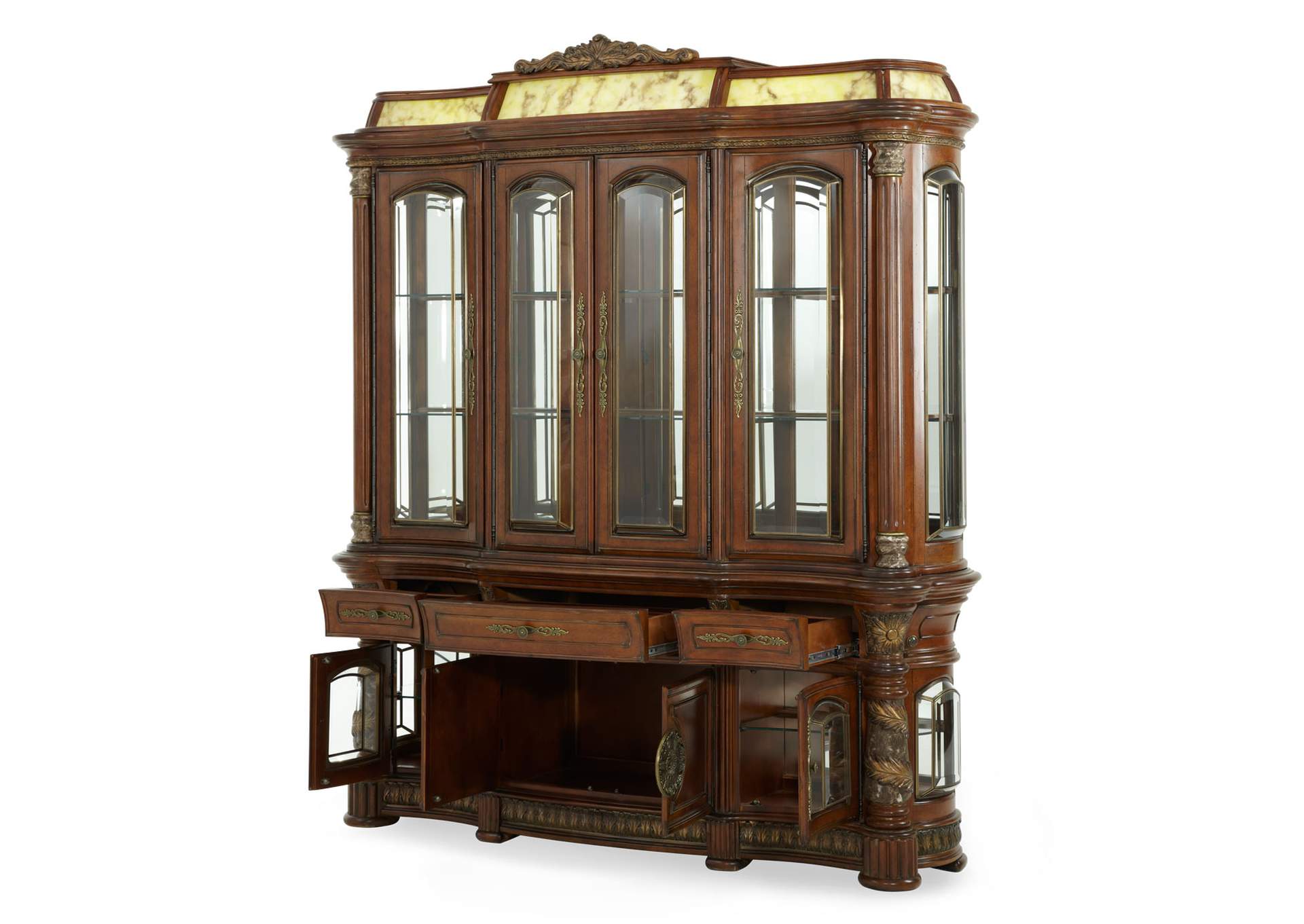 Villa Valencia China Buffet with Lighted Top - Classic Chestnut image 4