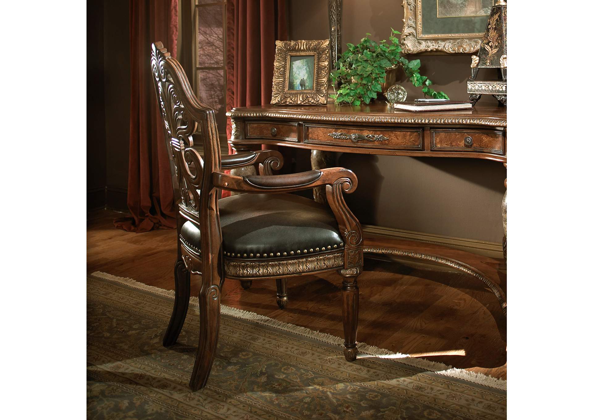 Villa Valencia Pull-Up Desk Arm Chair - Classic Chestnut image 6