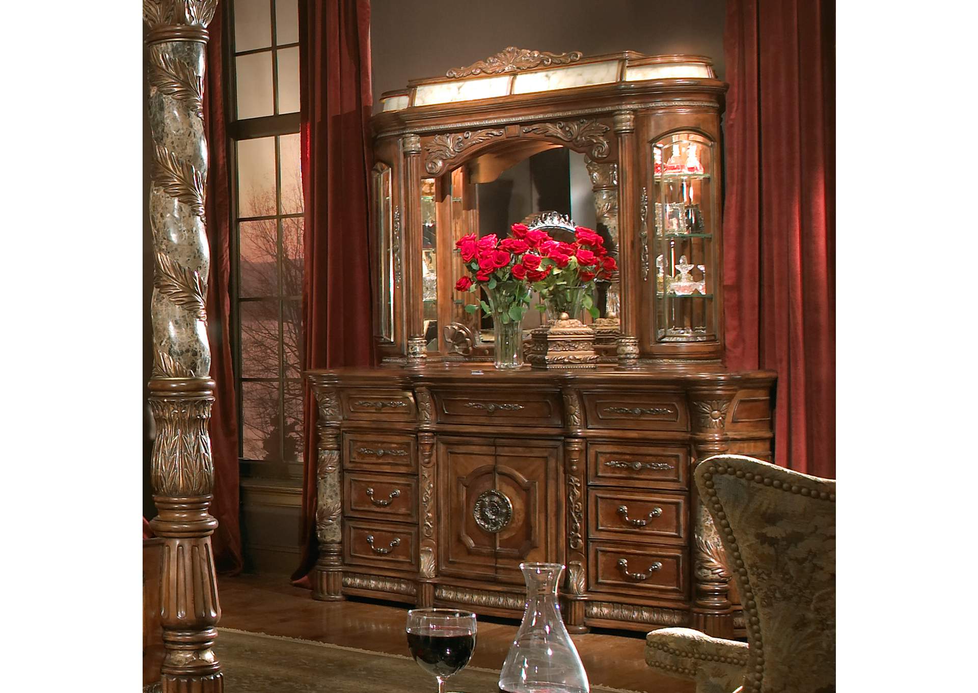 Villa Valencia Dresser with Mirror - Classic Chestnut image 11