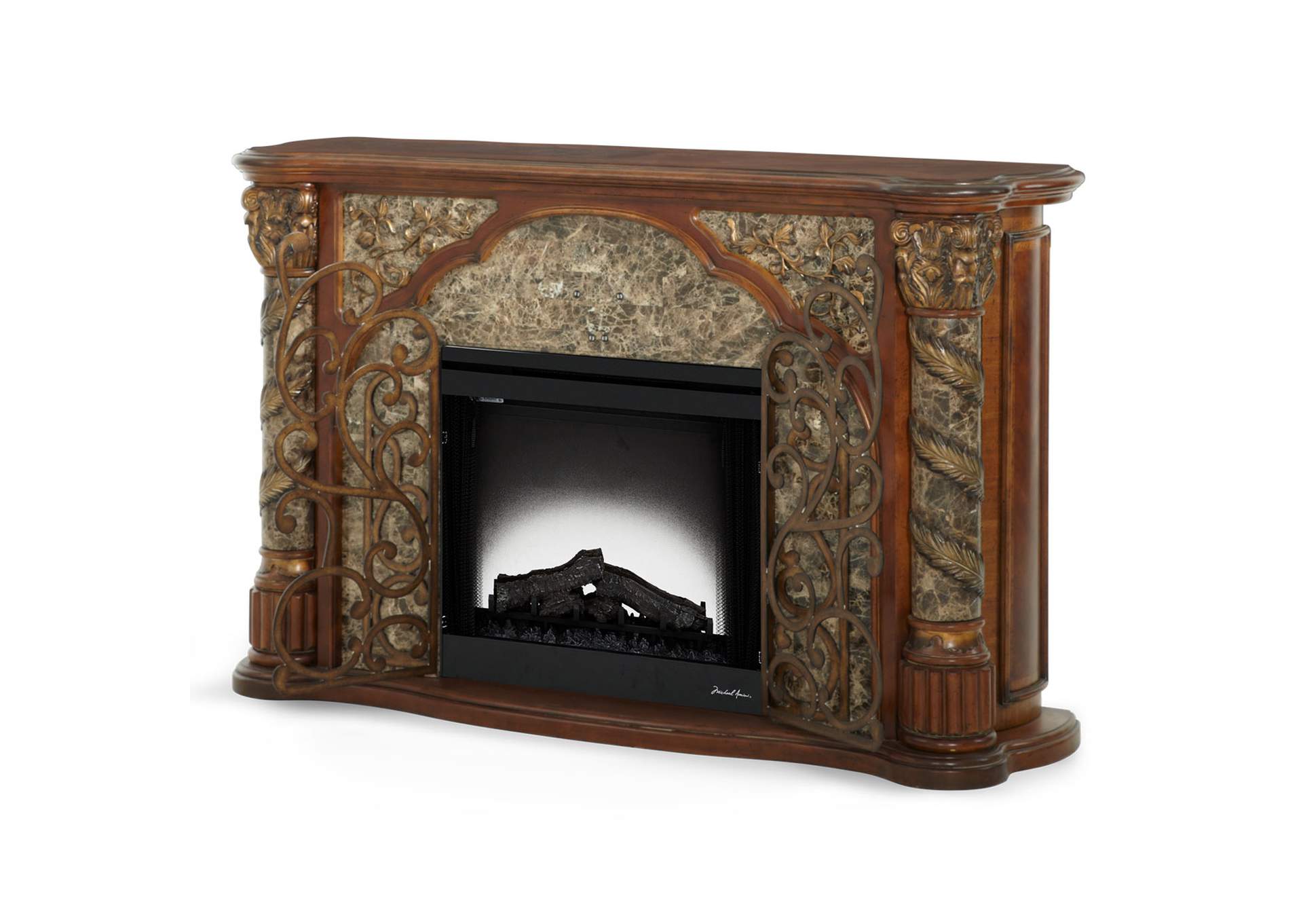 Villa Valencia Fireplace with Electric Insert - Classic Chestnut image 3
