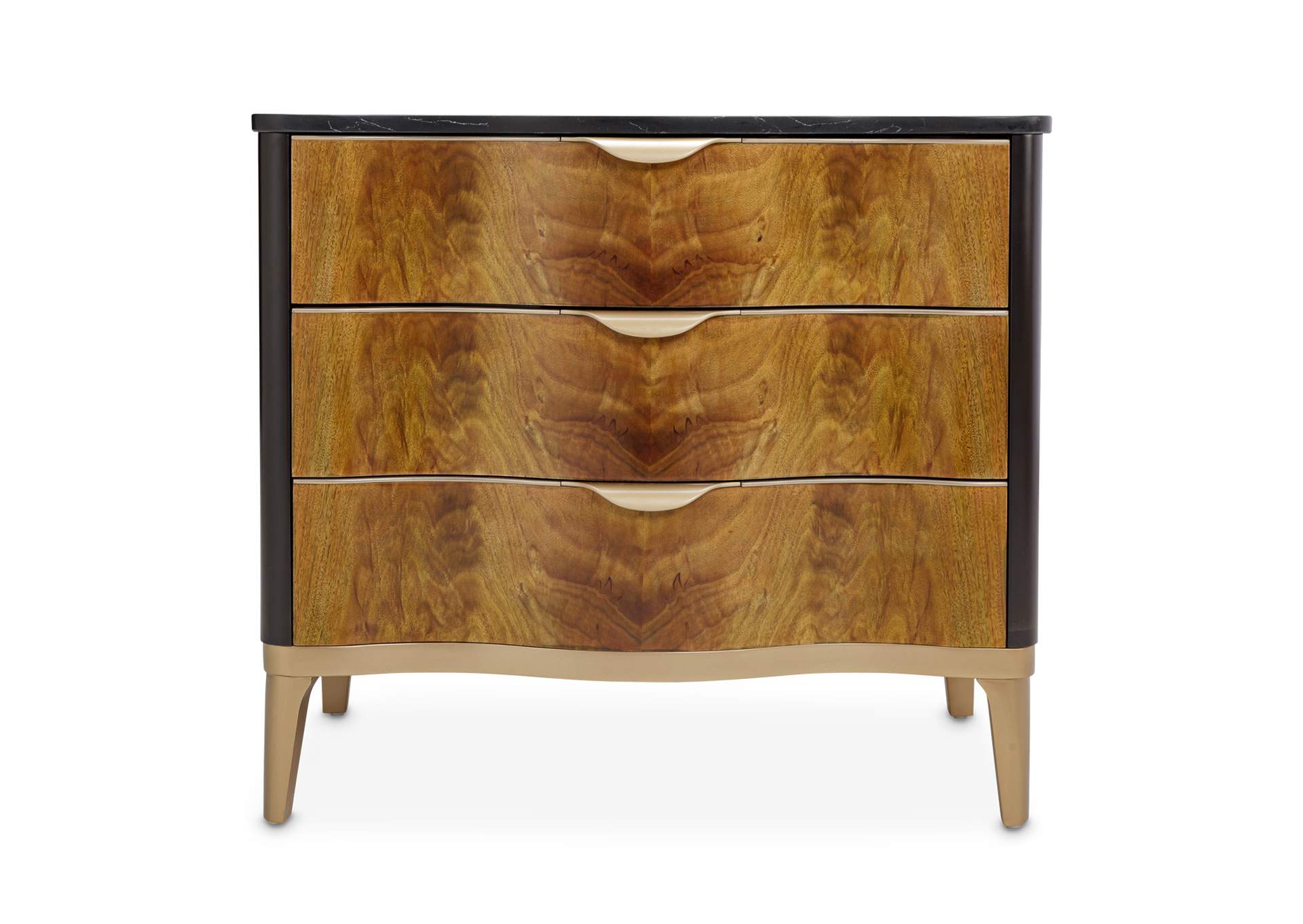 Malibu Crest 3-Drawer Nightstand - Crotch Mahogany