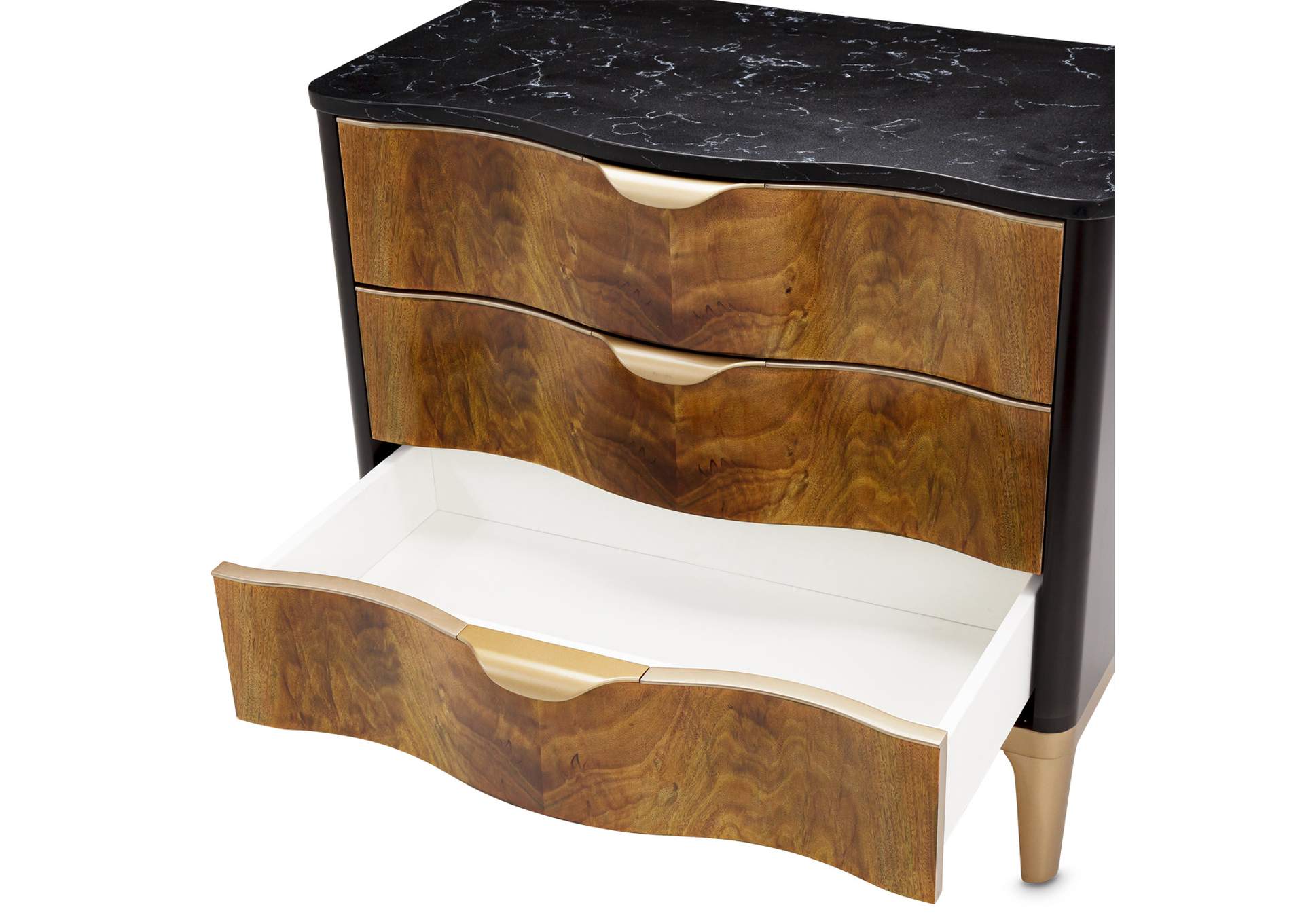 Malibu Crest 3-Drawer Nightstand - Crotch Mahogany