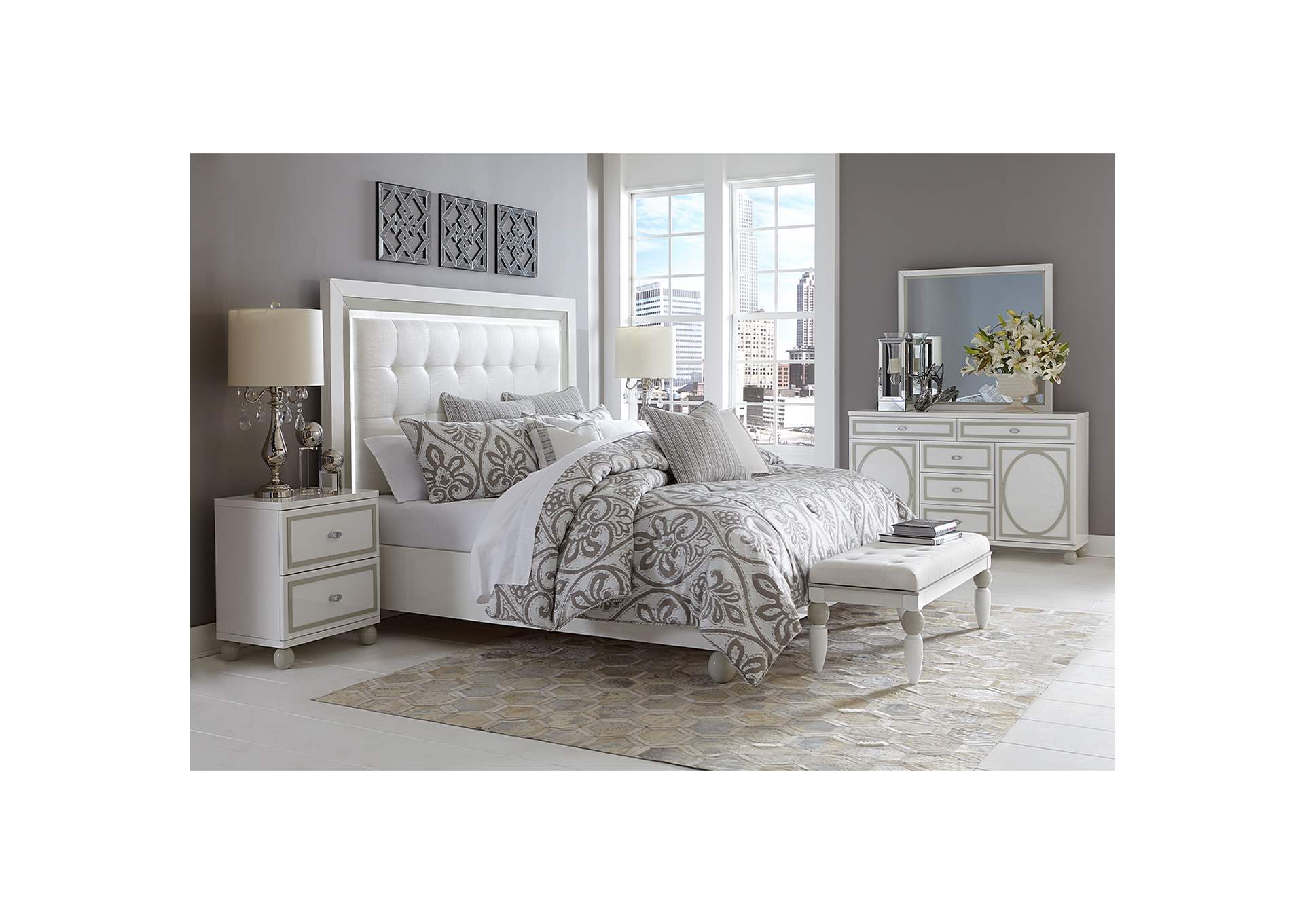 Sky Tower Dresser with Mirror - Cloud White image 8