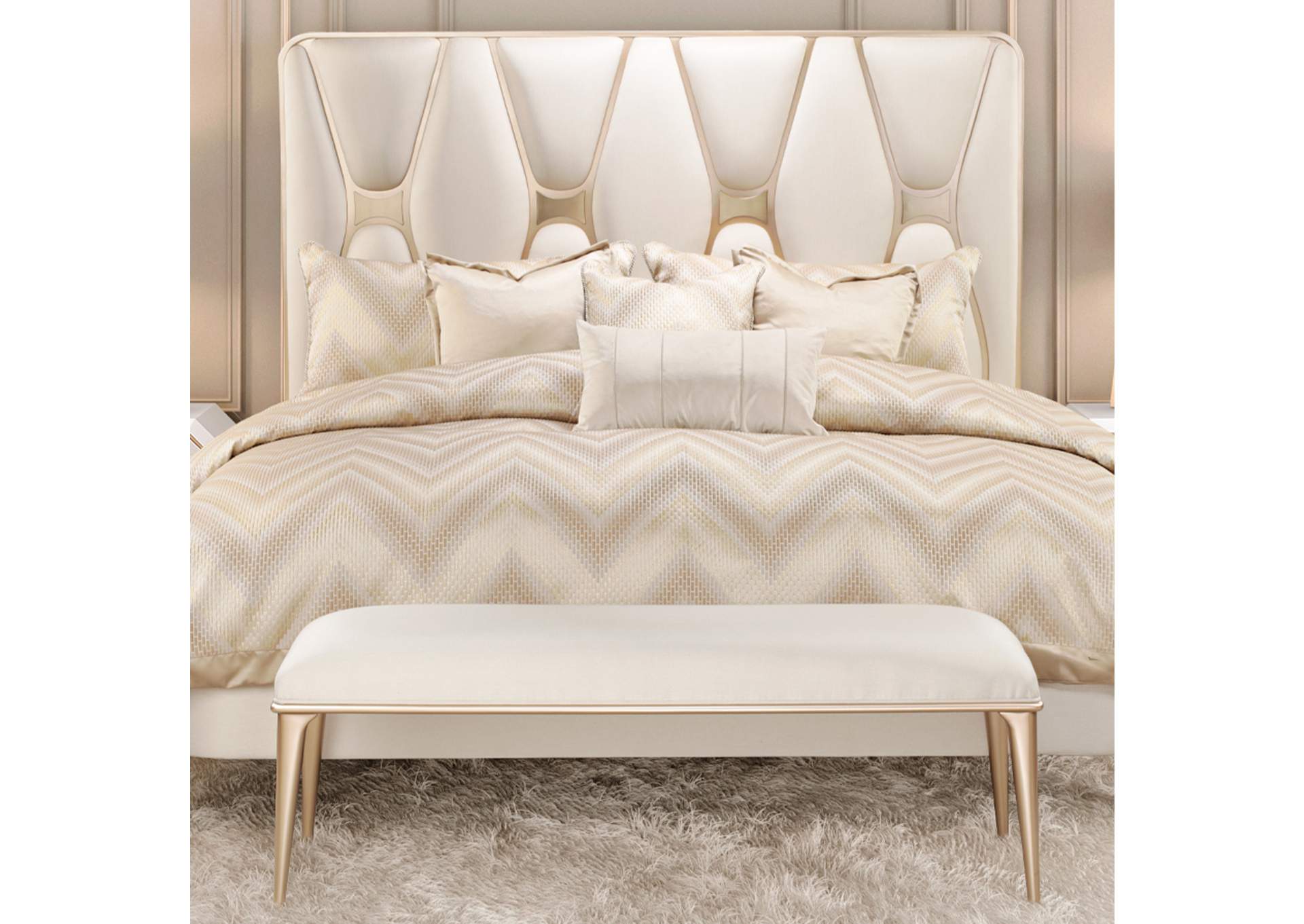 La Rachelle California King Upholstered Panel Bed - Champagne image 8