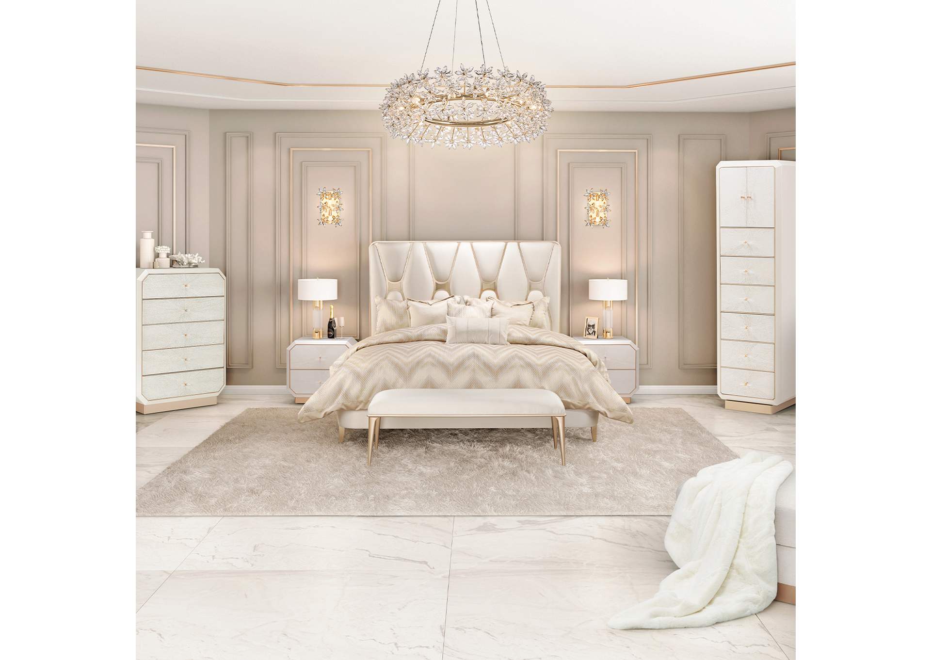 La Rachelle California King Upholstered Panel Bed - Champagne image 9