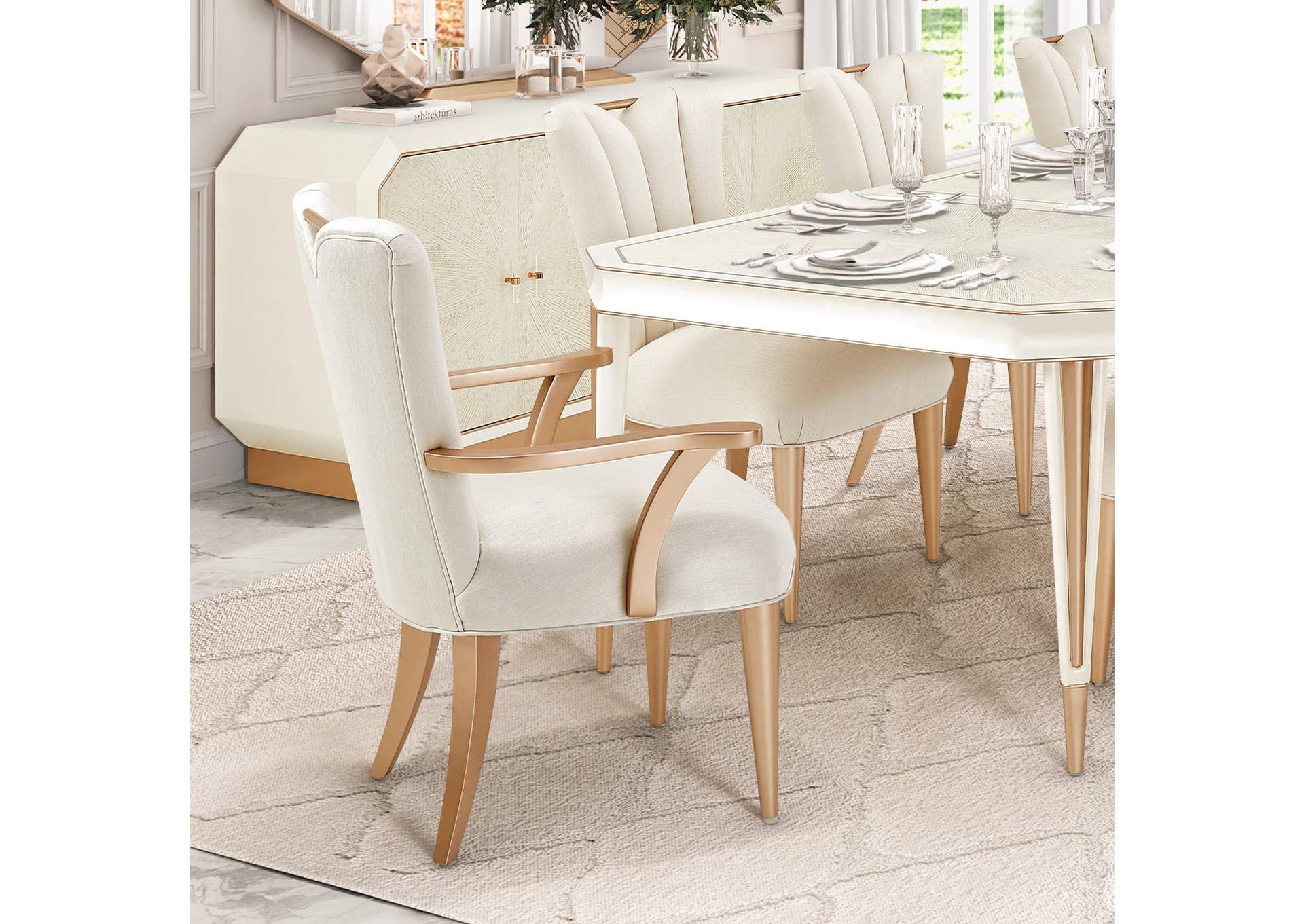 La Rachelle Dining Arm Chair - Icicle and Champagne image 13