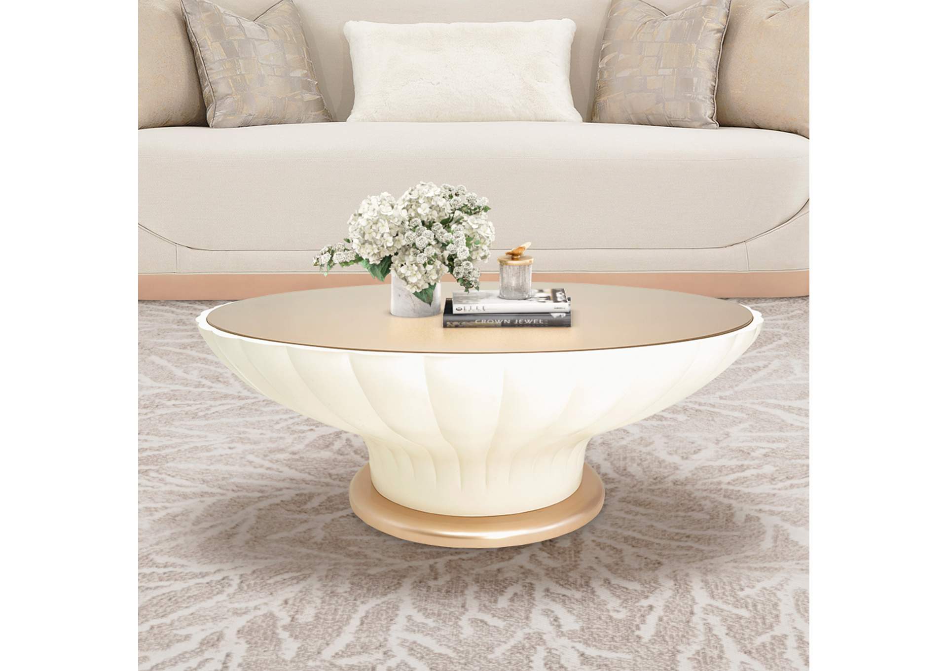 La Rachelle Scalloped Round Cocktail Table - Champagne image 7