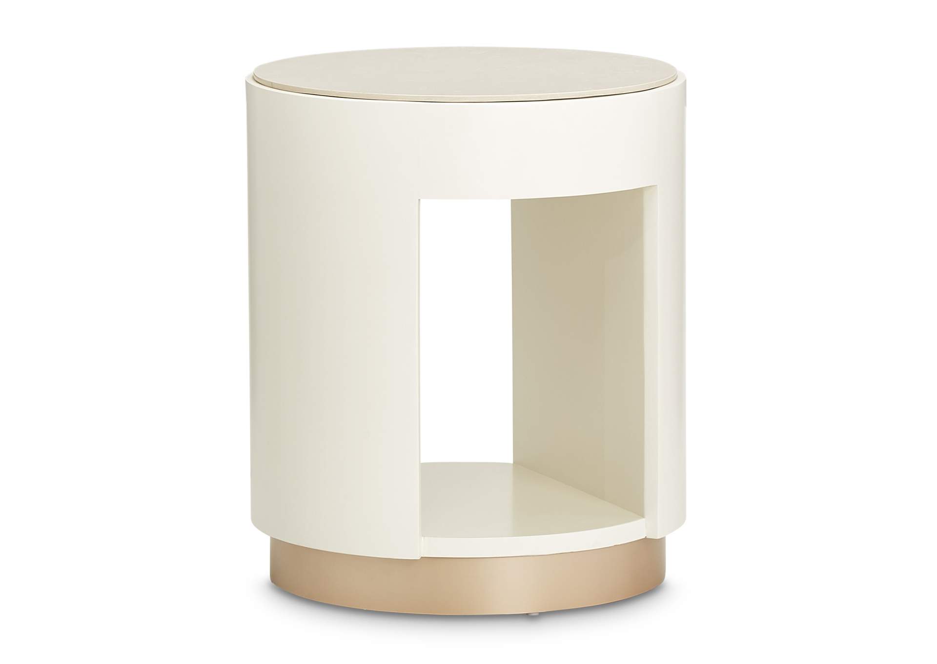 La Rachelle Round End Table - Champagne