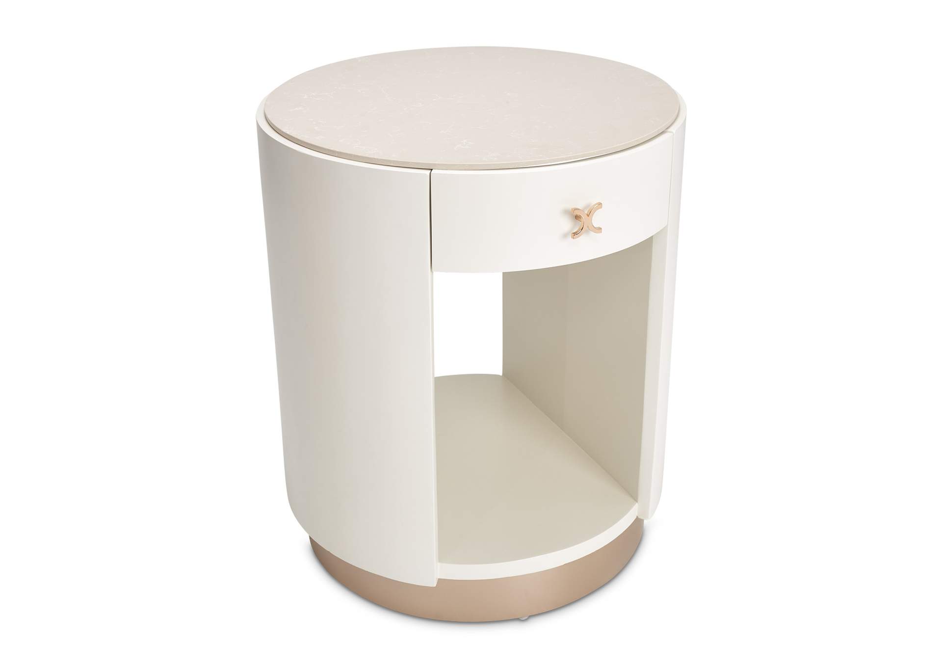 La Rachelle Round End Table - Champagne