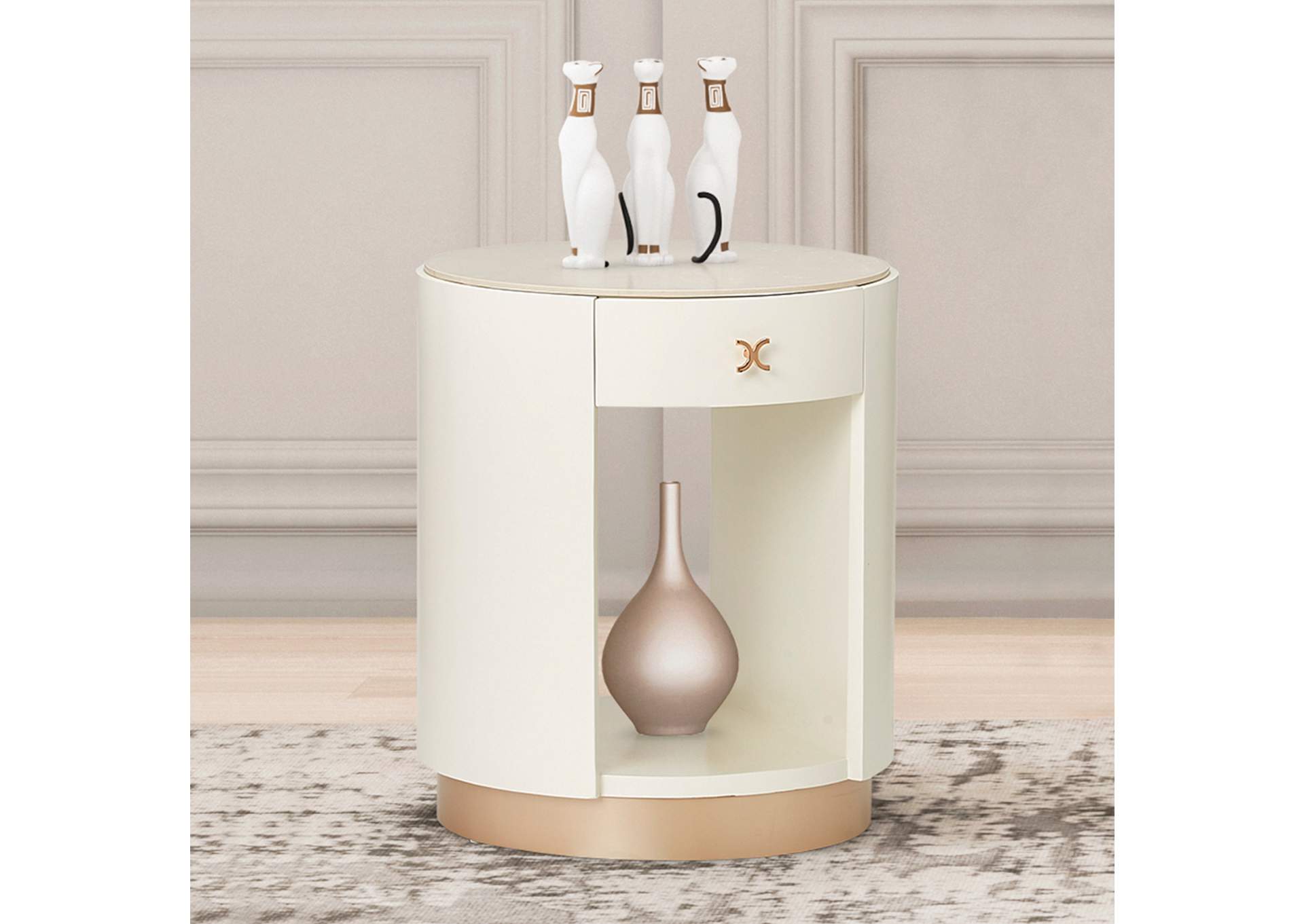 La Rachelle Round End Table - Champagne image 14