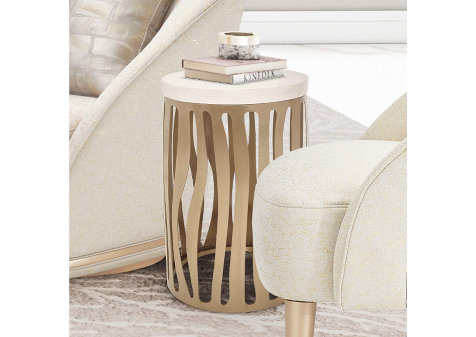 La Rachelle Round Chairside Table - Chardonnay image 6