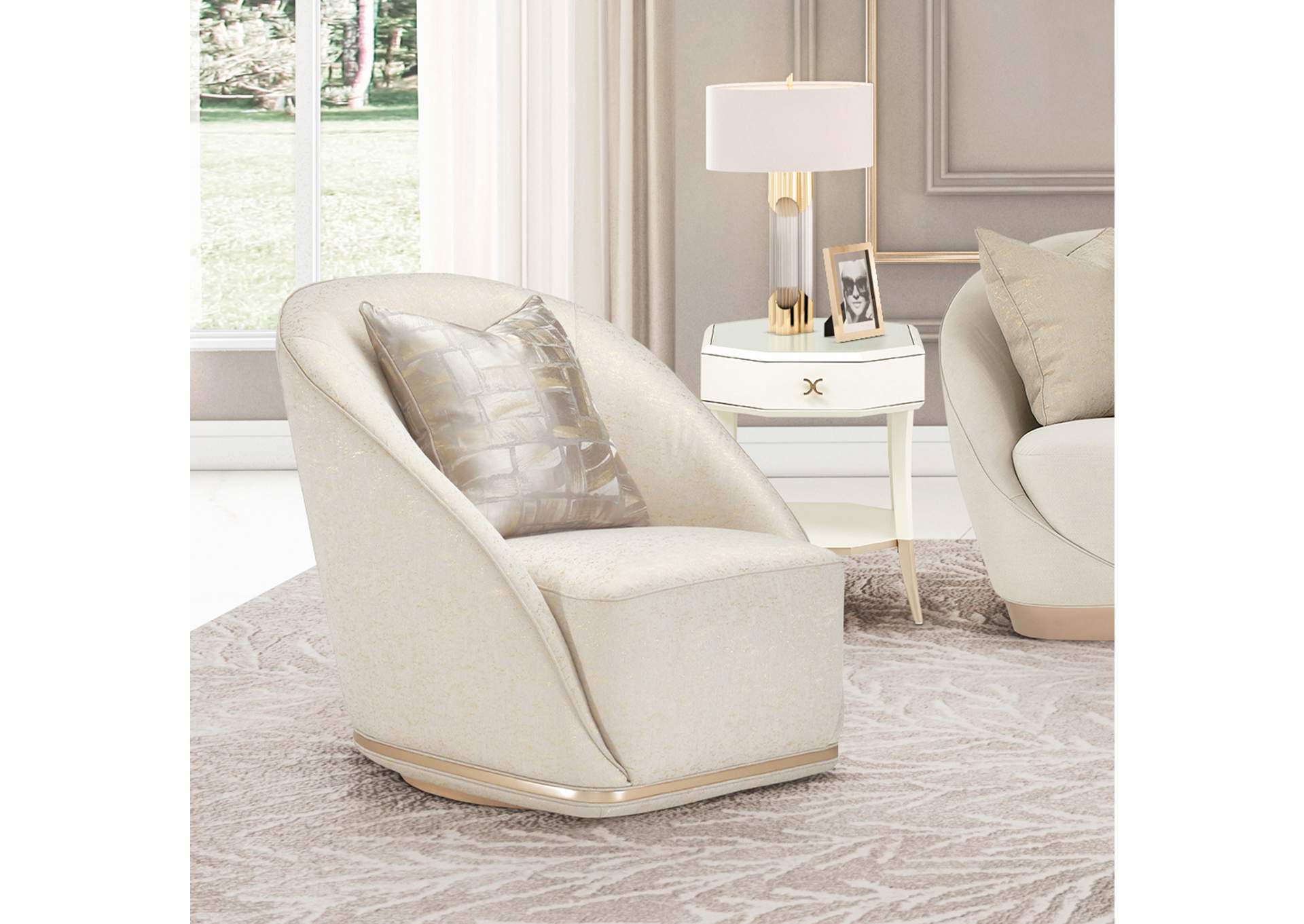 La Rachelle Swivel Chair - Gold Rush and Champagne image 15