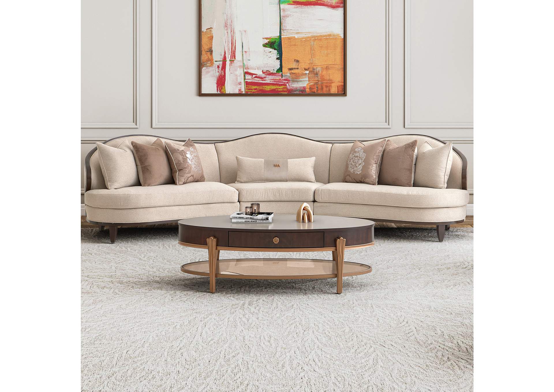 Camellia Field 3-Piece Chenille Sofa - Linen and Warm Pecan image 15