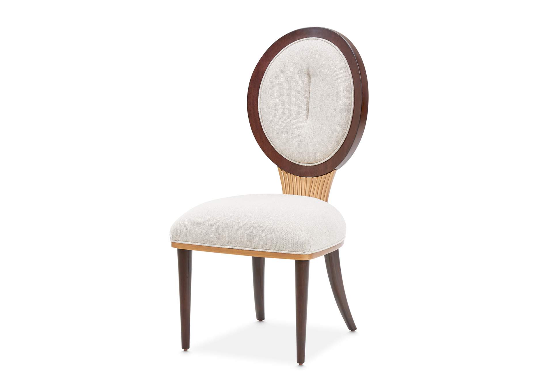 Camellia Field Dining Side Chair - Linen and Warm Pecan