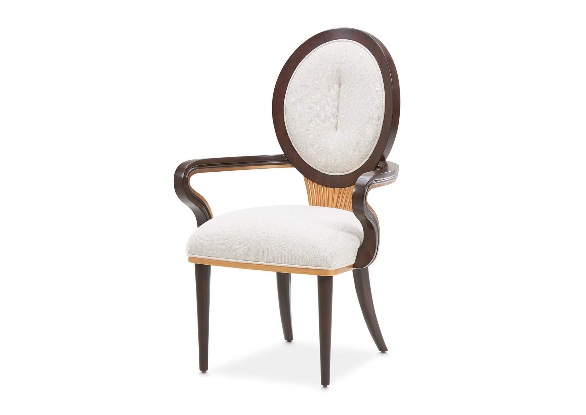 Camellia Field Dining Arm Chair - Linen and Warm Pecan image 1