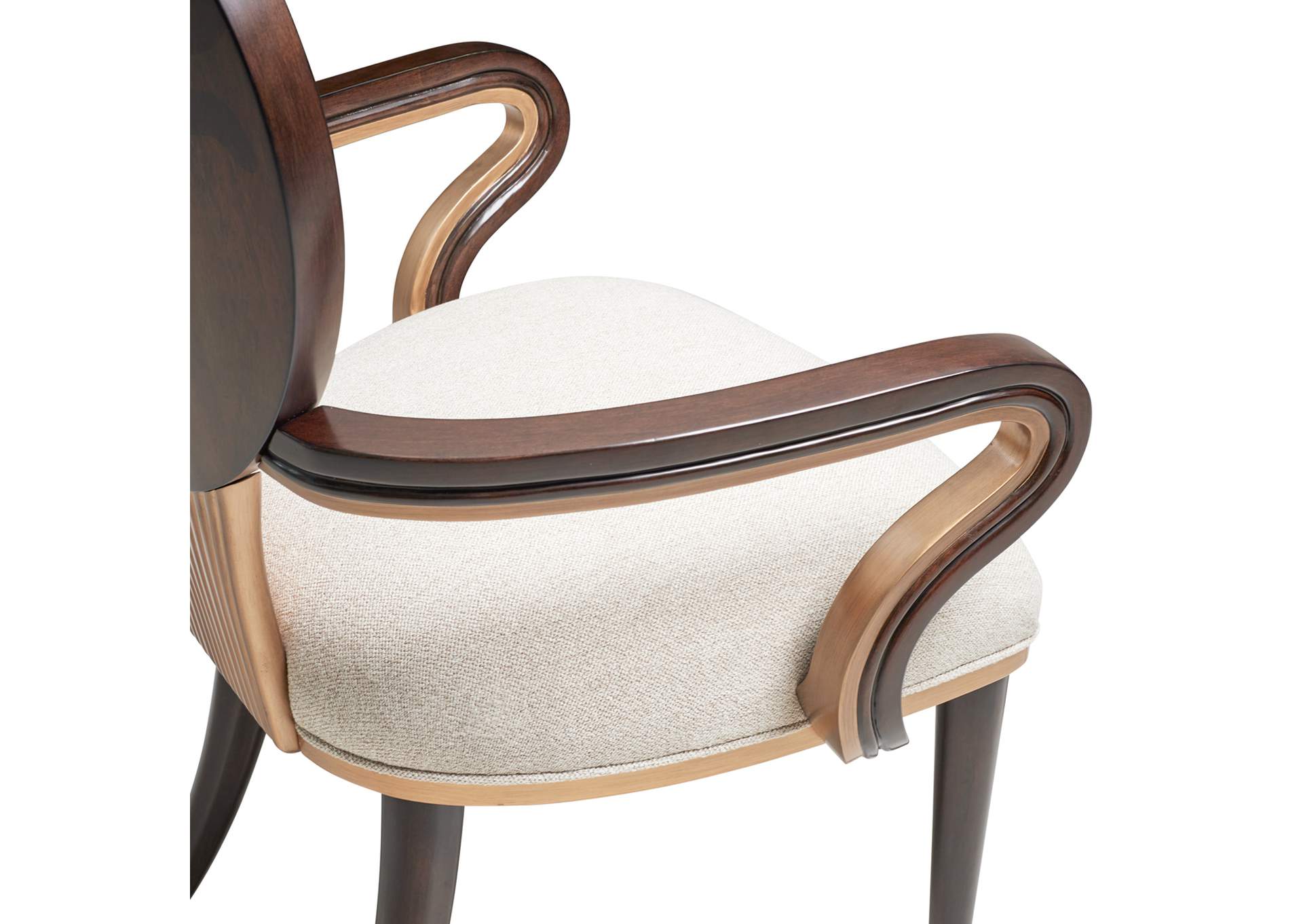 Camellia Field Dining Arm Chair - Linen and Warm Pecan image 8