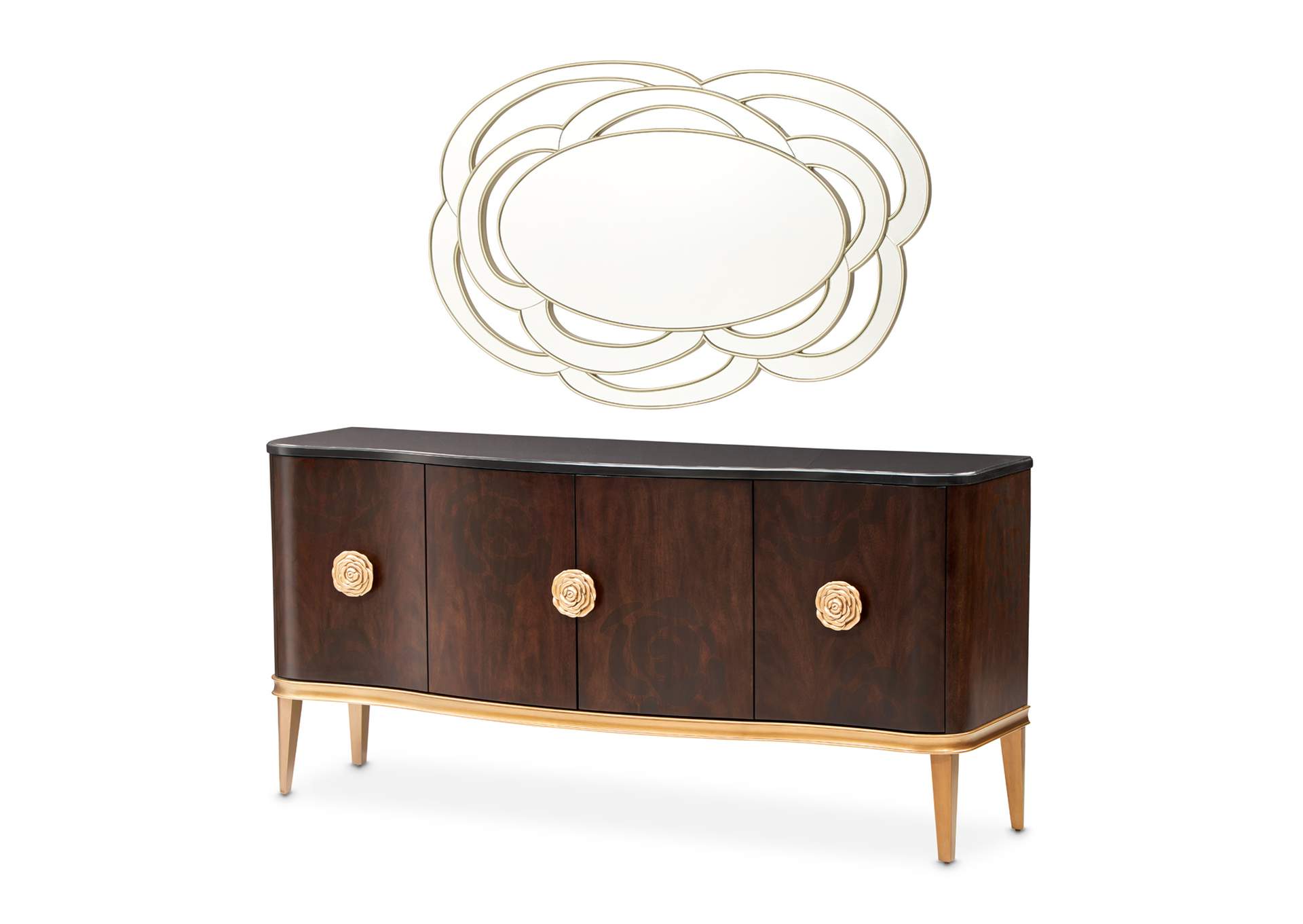 Camellia Field Sideboard with Mirror - Warm Pecan image 1