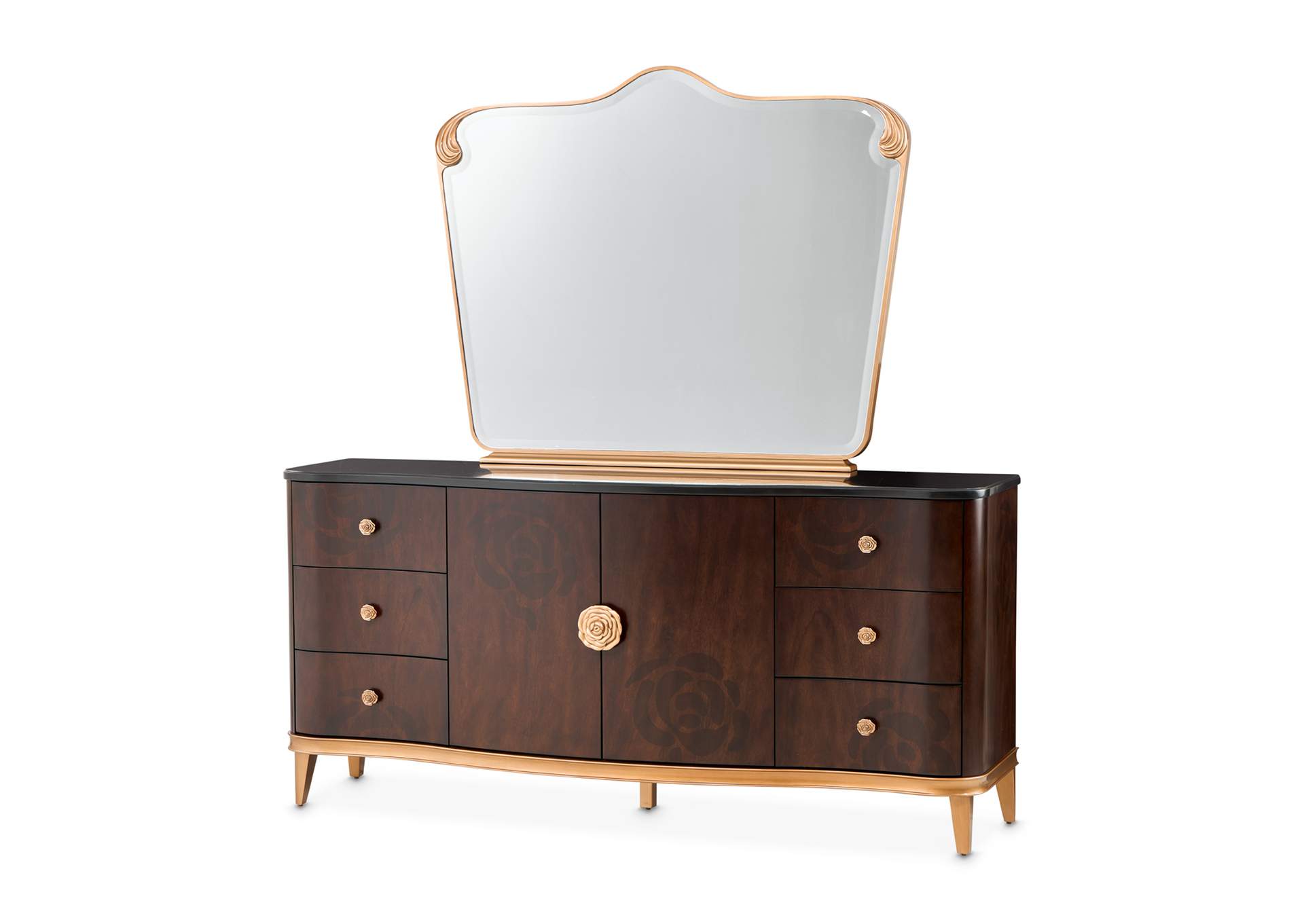 Camellia Field Dresser with Mirror - Warm Pecan image 1