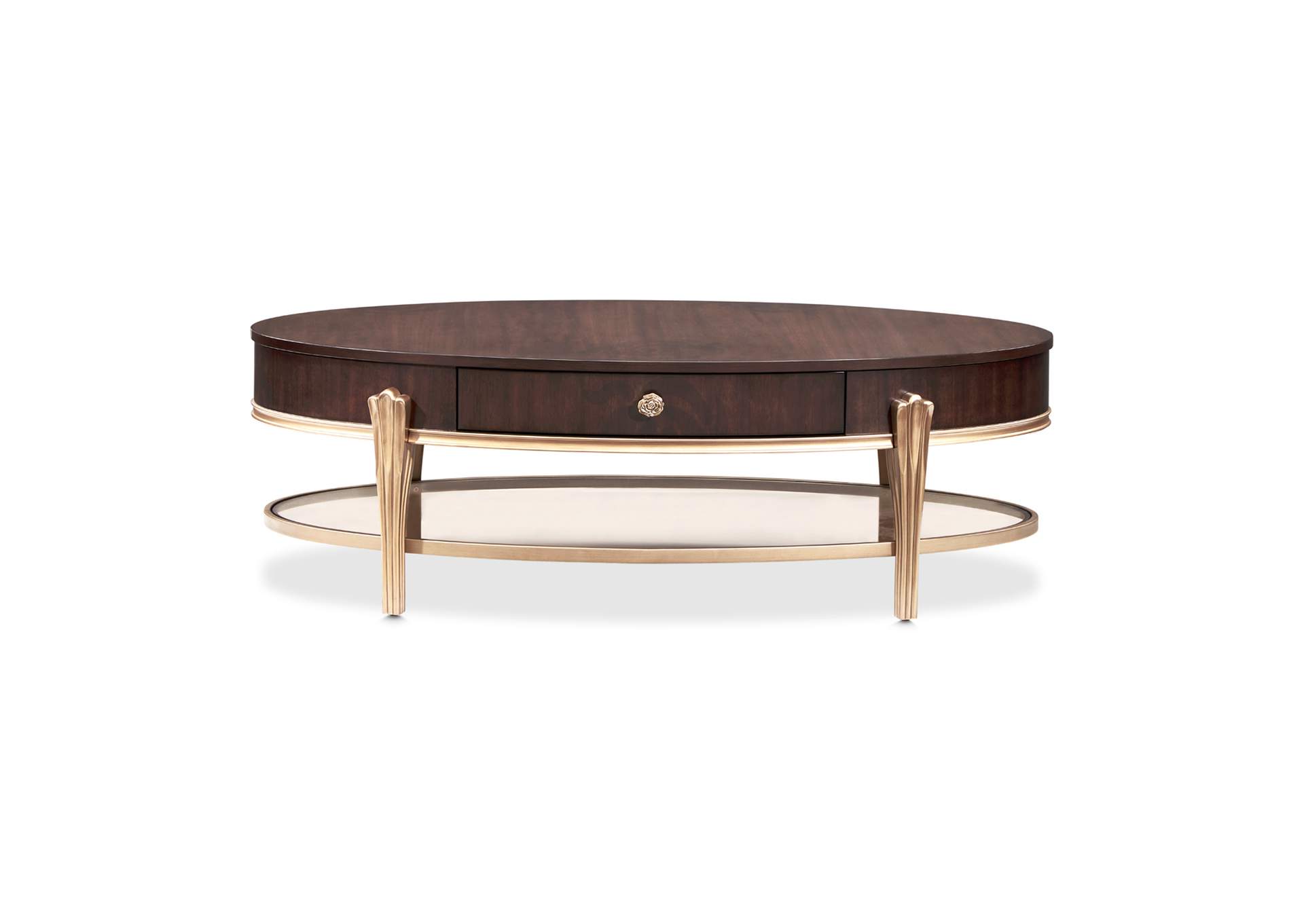 Camellia Field Oval Cocktail Table - Warm Pecan image 1